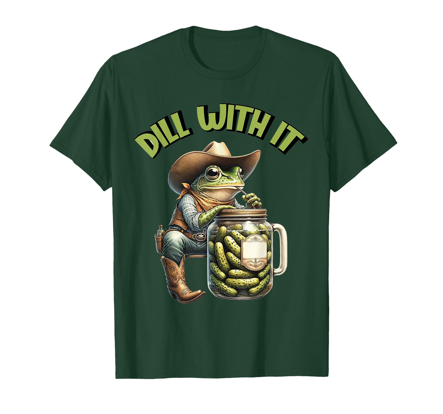 Dillin with Yall Funny Western Cowboy Pickle Cowboy Frog T-Shirt