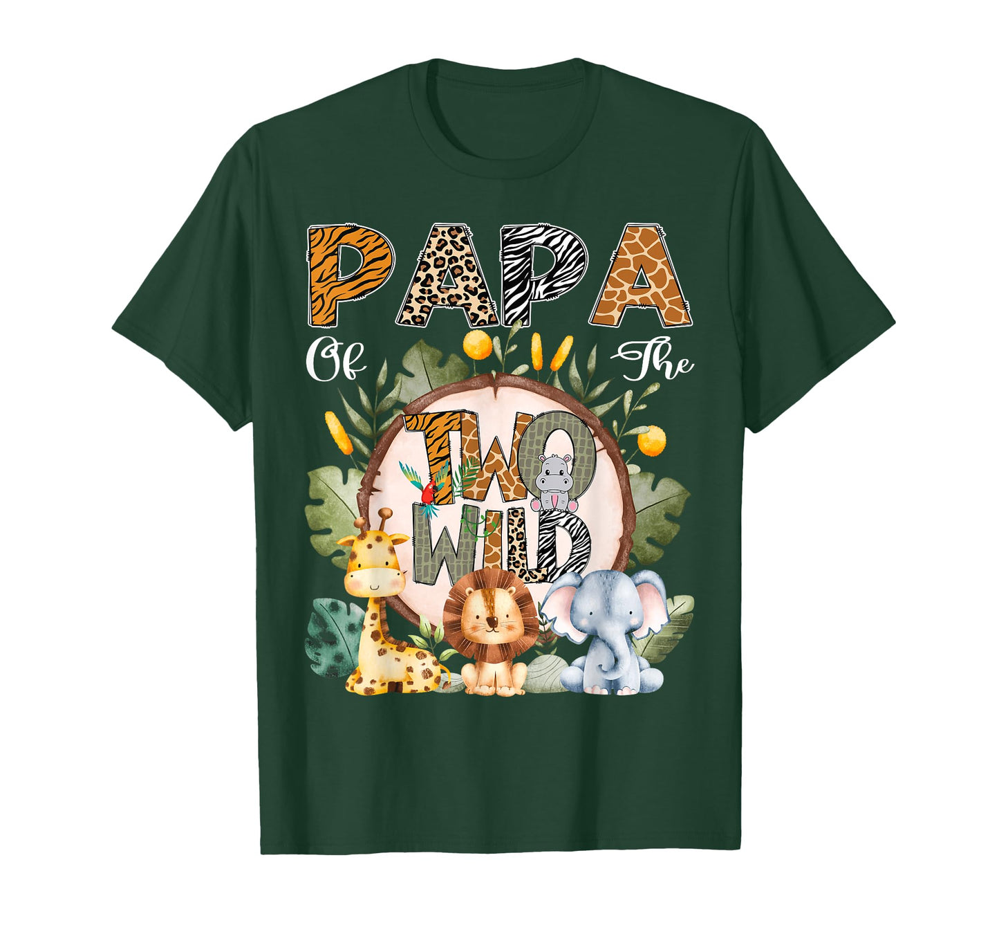 Papa Of The Two Wild Animal Safari 2Nd Birthday Party T-Shirt