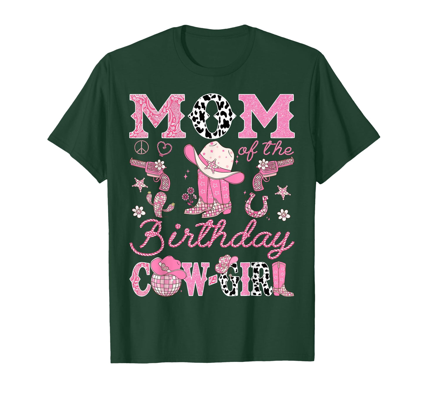 Mom Of The Birthday Cow-Girl Pink Rodeo Western T-Shirt