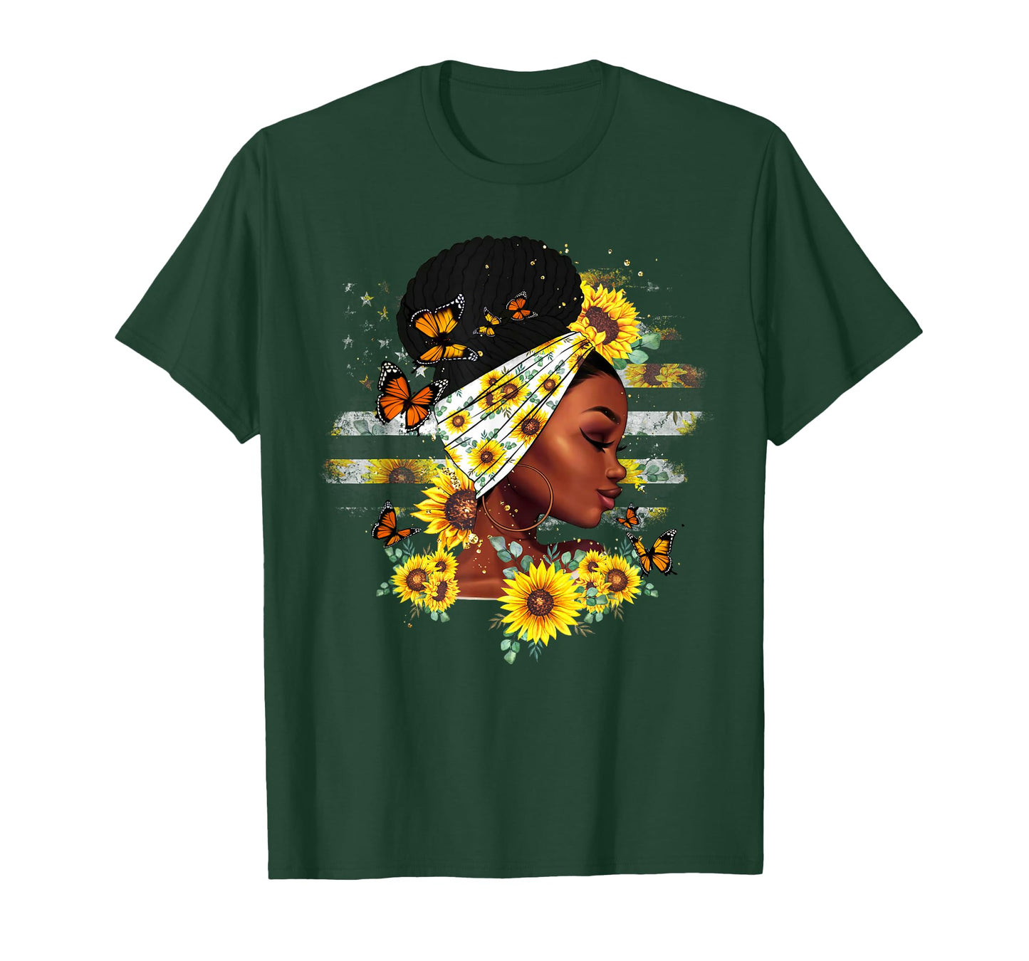 Womens Sunflower Black Girl Queen Black History Month T-Shirt