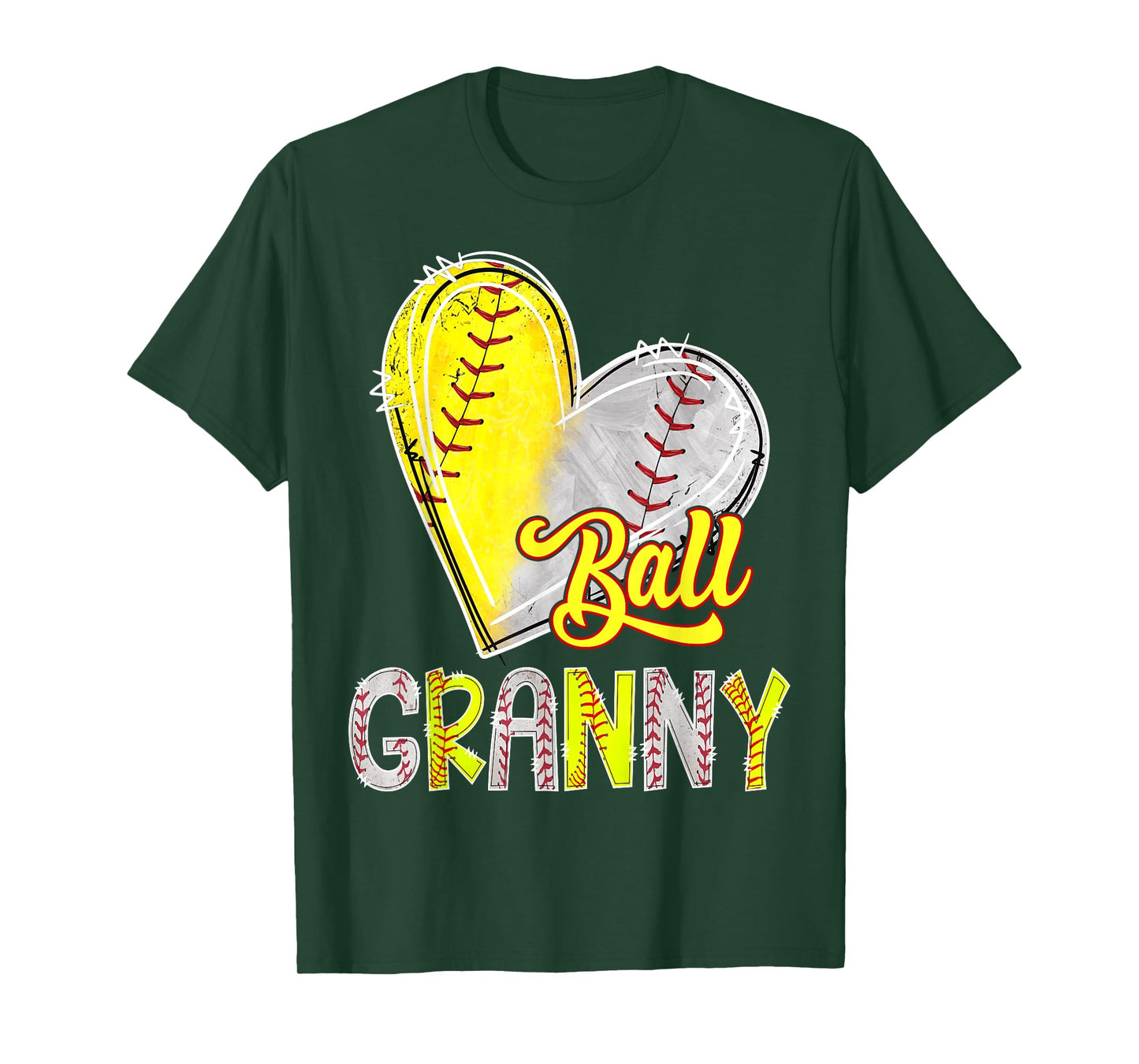 Ball Granny Heart Baseball Softball Lover Granny Of Both T-Shirt