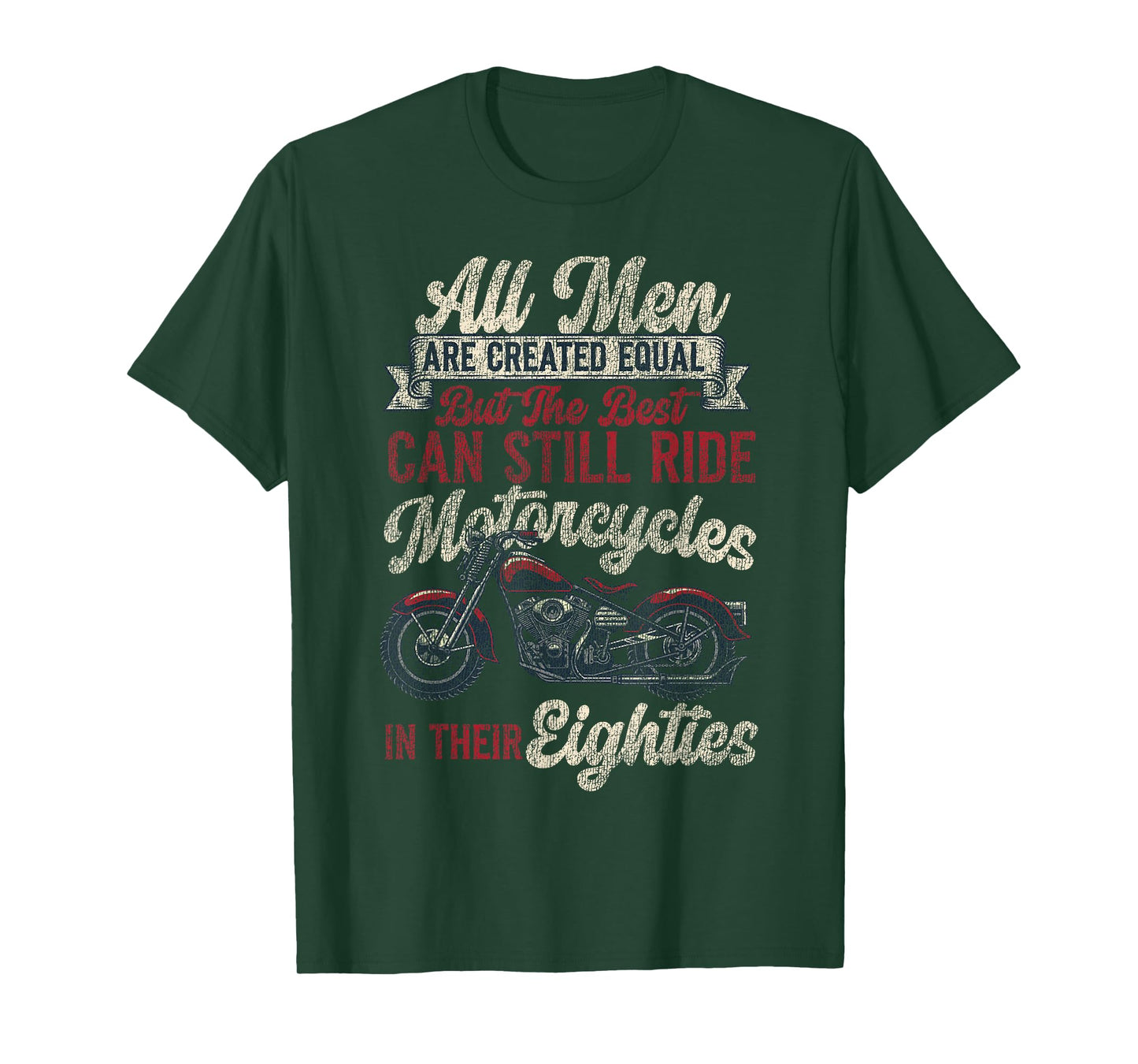 Classic Motorcycle Biker Grandpa 80th Birthday All Men Are T-Shirt