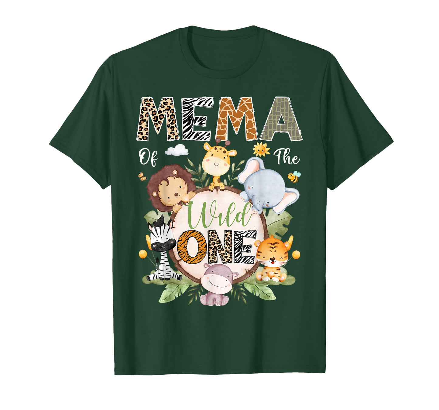 Mema of The Wild One 1St Birthday Jungle Safari Animals T-Shirt