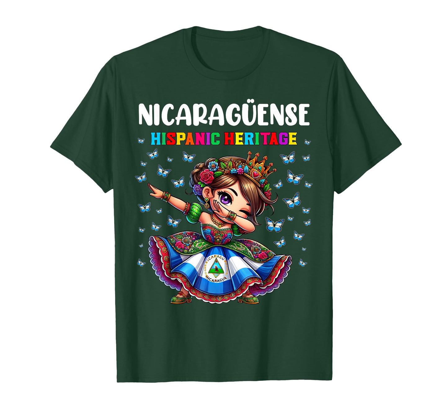 Nicaragua Hispanic Heritage Month Celebration girls kids T-Shirt