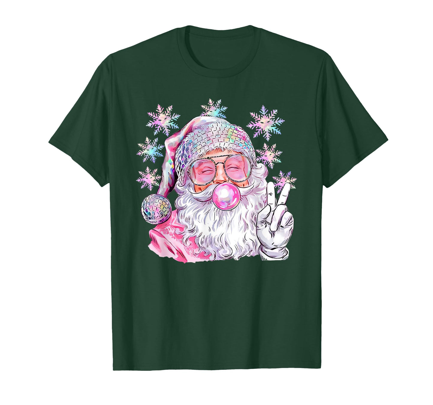 Vintage Retro Santa Christmas Pink Sunglasses Bubble Gum T-Shirt