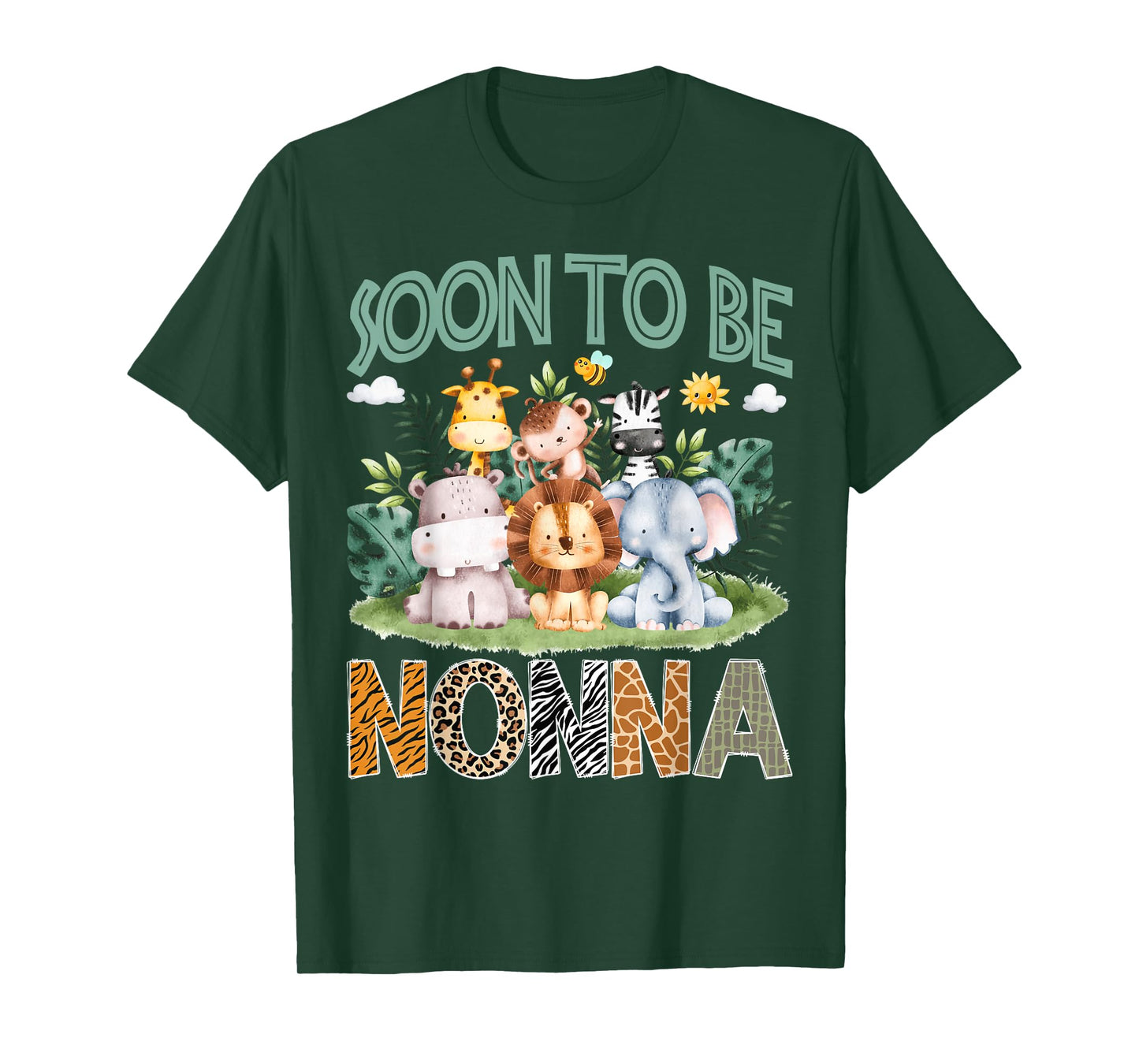Soon To Be Nonna Animal Safari Jungle Gender Reveal T-Shirt