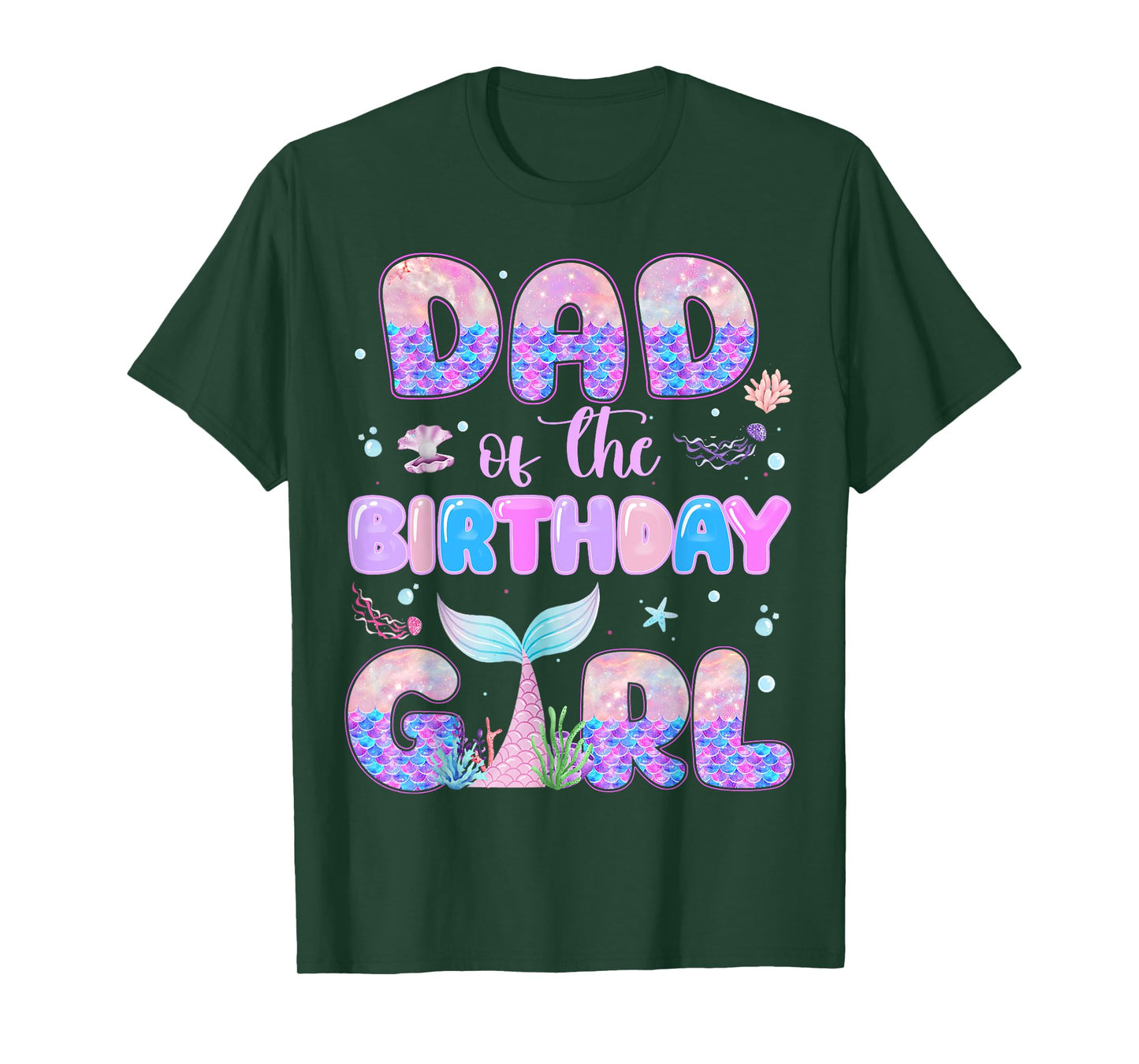Dad Of The Birthday Mermaid Girl Family Matching Party T-Shirt
