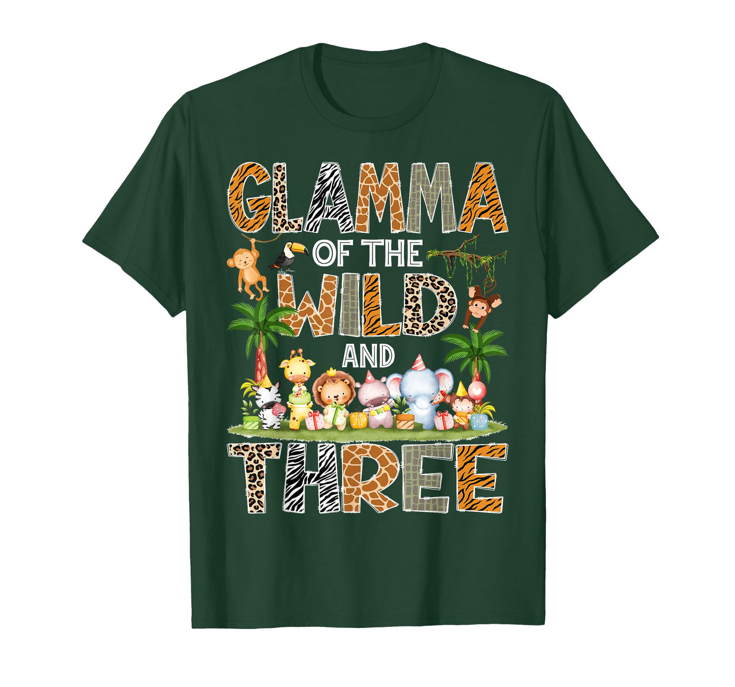Glamma Of The Wild & Three 3Rd Birthday Safari Jungle T-Shirt