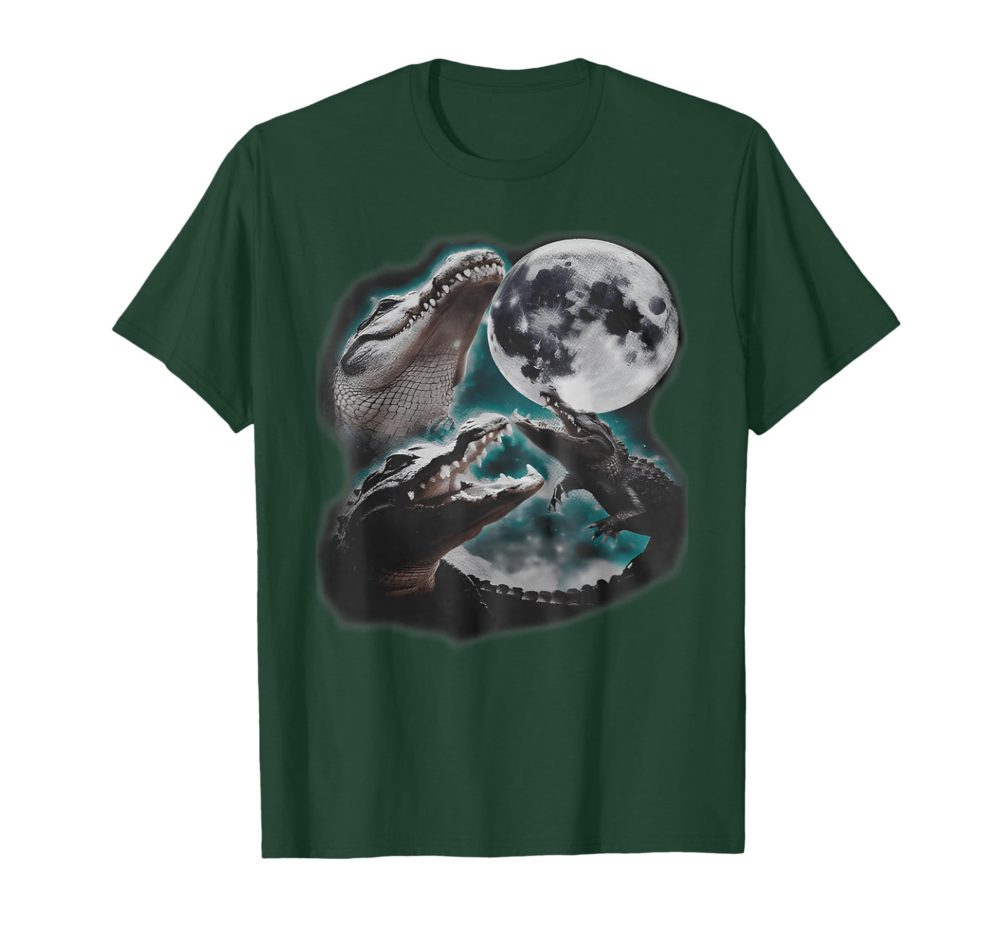 Three Weirdcore Crocodile At Moon Funny 90s Alligator T-Shirt