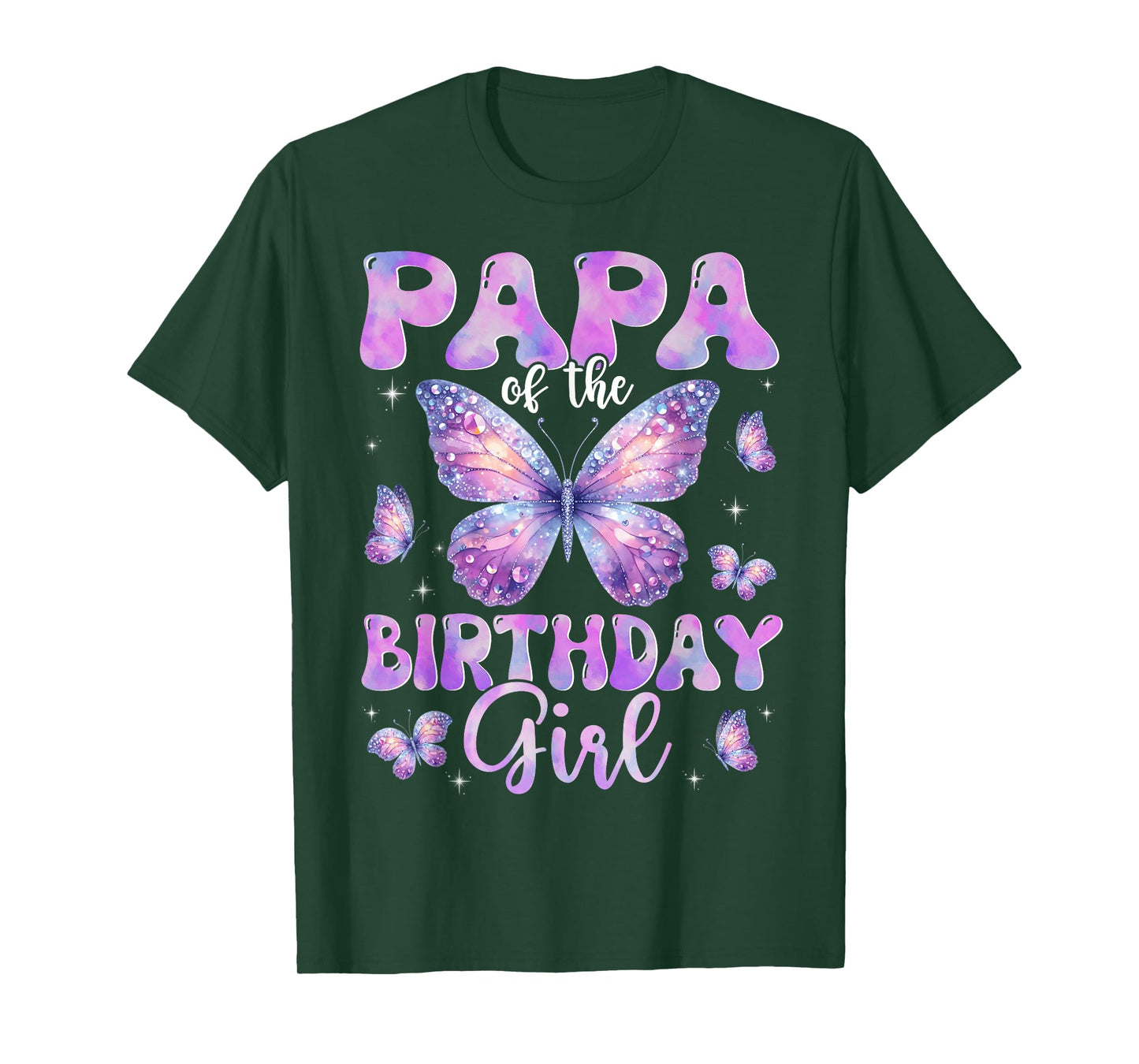Papa Of The Birthday Girl Butterfly Family Matching T-Shirt