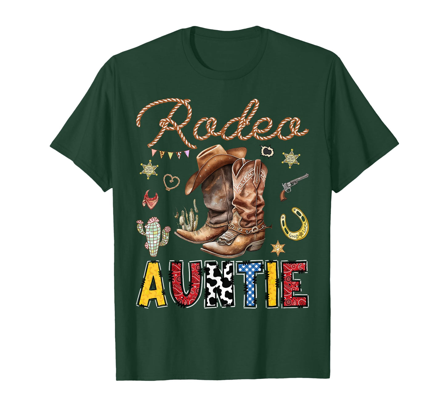 Rodeo Auntie Western Cowboy Birthday Matching Family T-Shirt