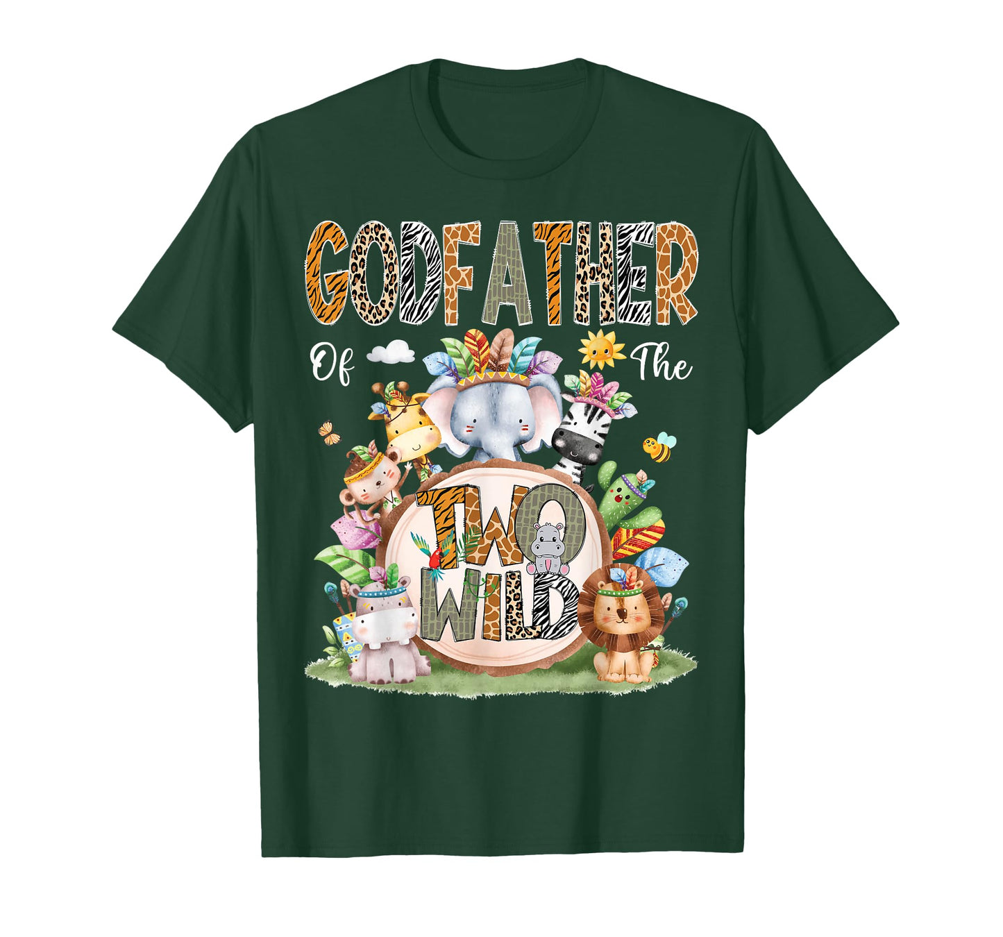 GodFather Of The Two Wild 2Nd Birthday Animal Safari Tribal T-Shirt