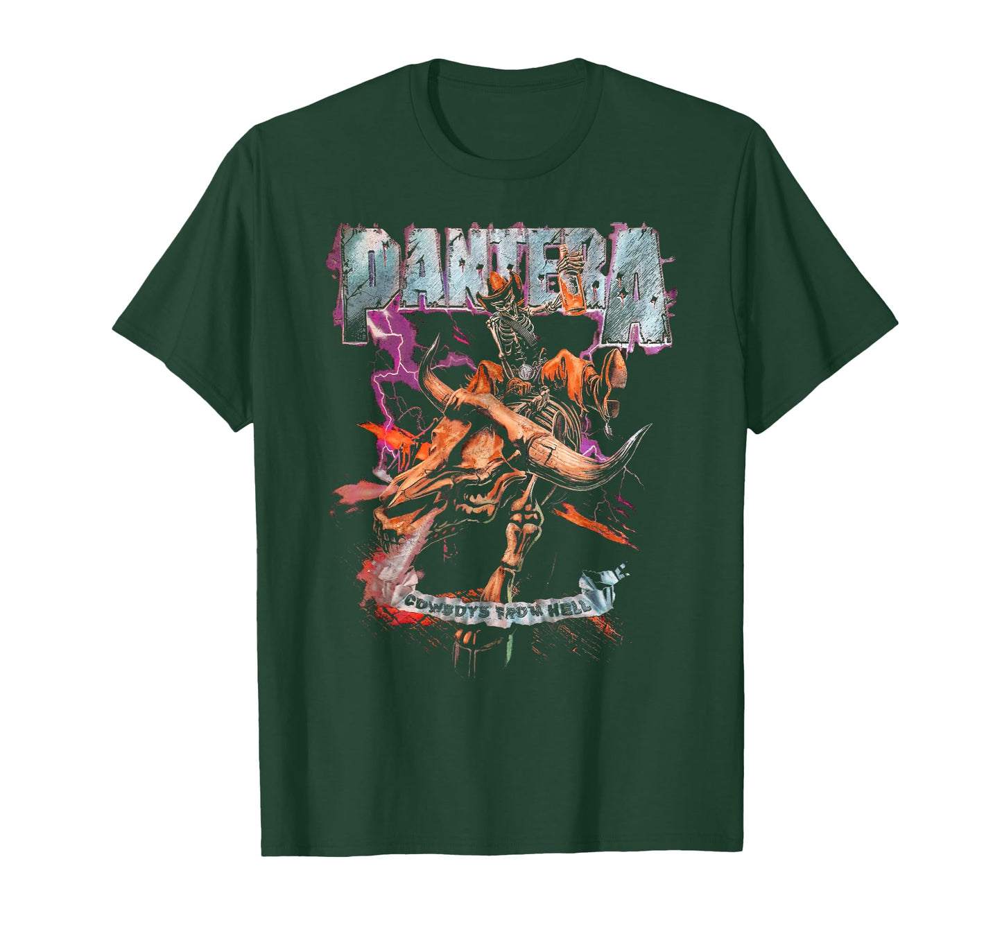 Pantera Official Cowboys From Hell Riding Skeleton Short Sleeve T-Shirt