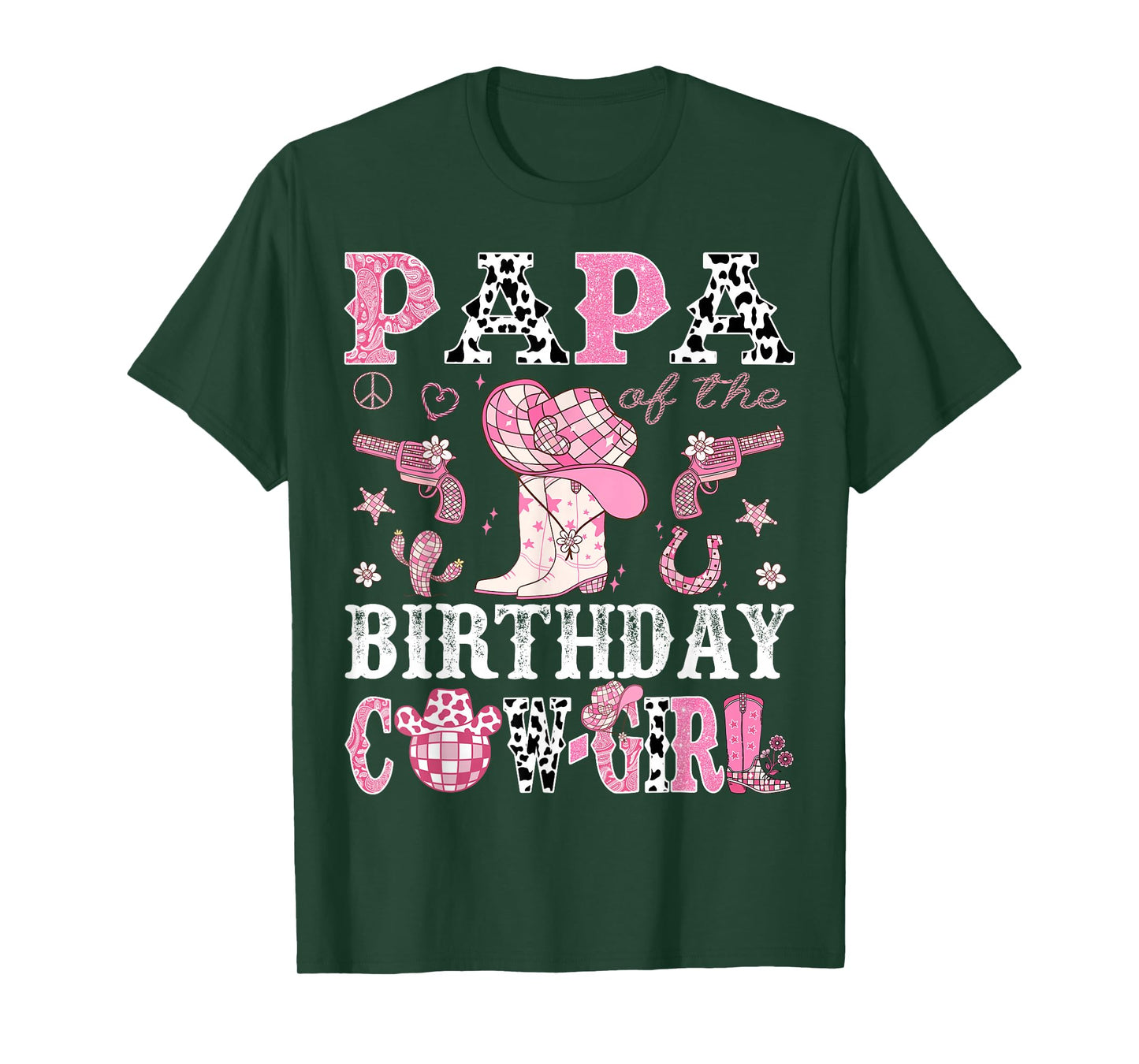 Papa Of The Birthday Cow-Girl Pink Disco Rodeo Western T-Shirt
