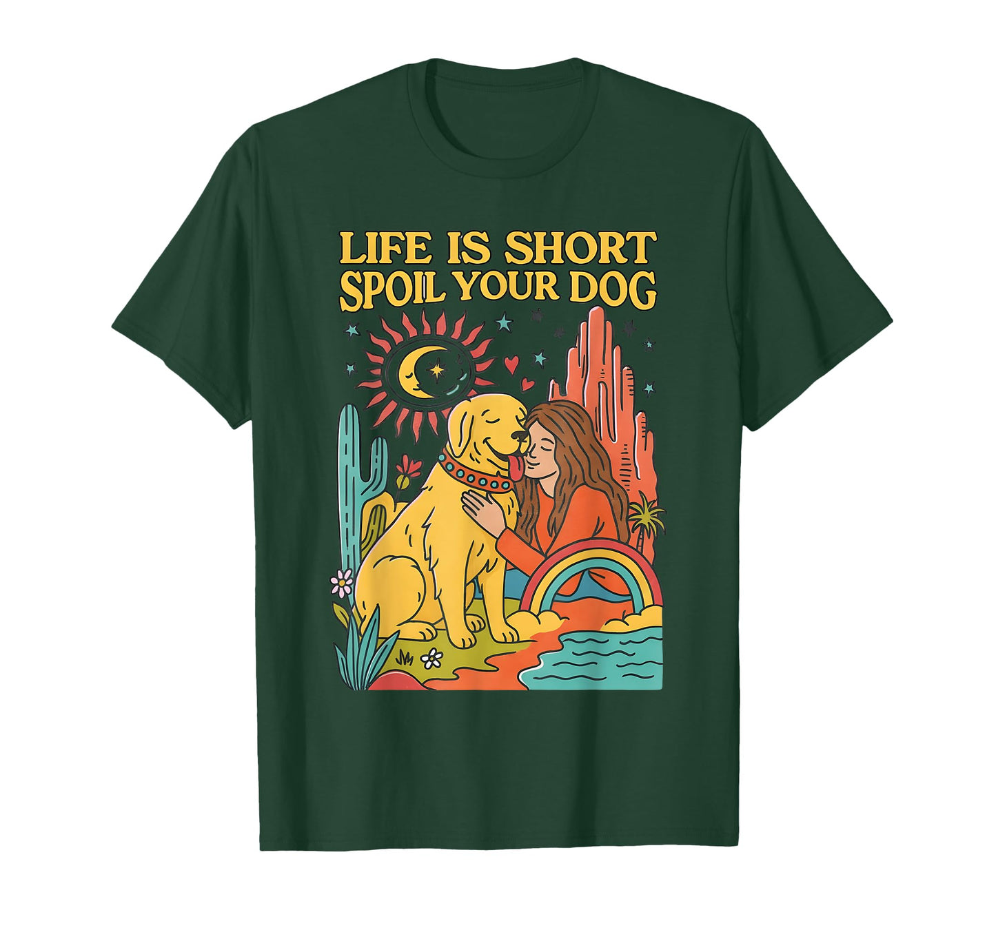 Life is Short Spoil Your Dog Retro Pet Lover Design T-Shirt