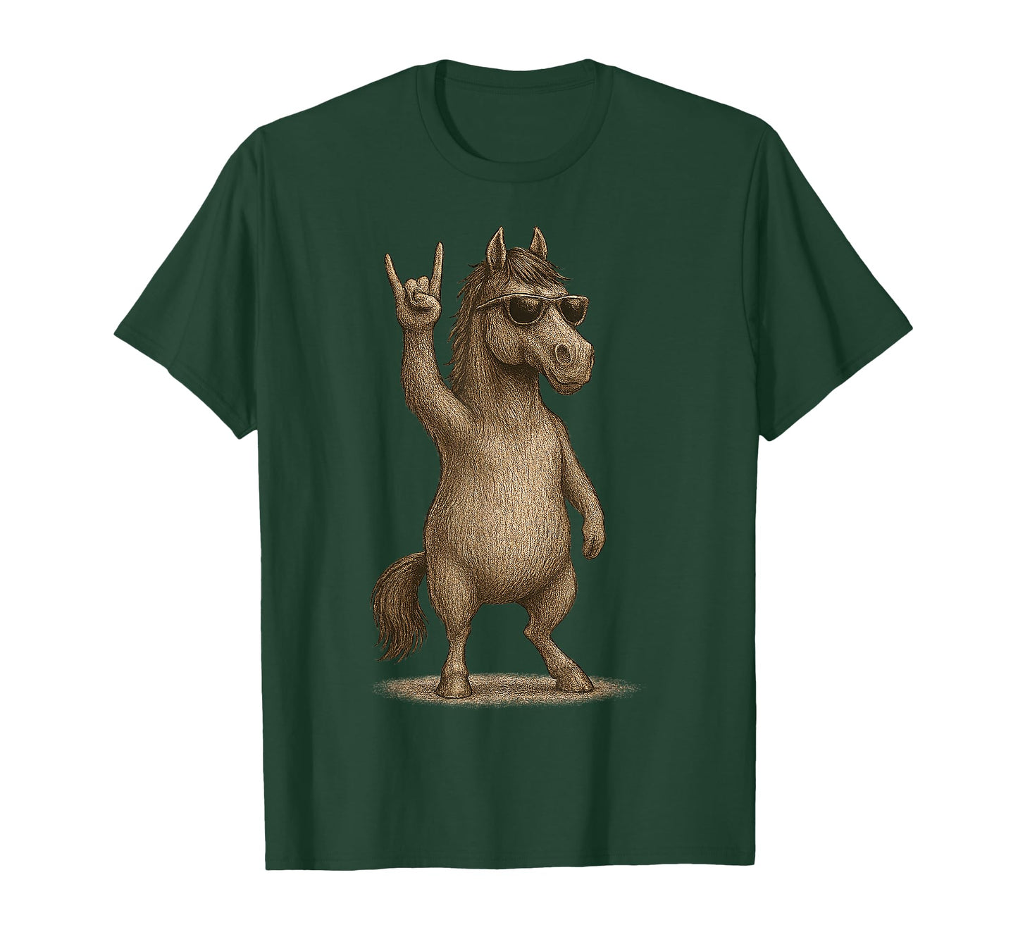 Retro Horse Rock On Music Funny Gift Men Women Boy Girl Kids T-Shirt