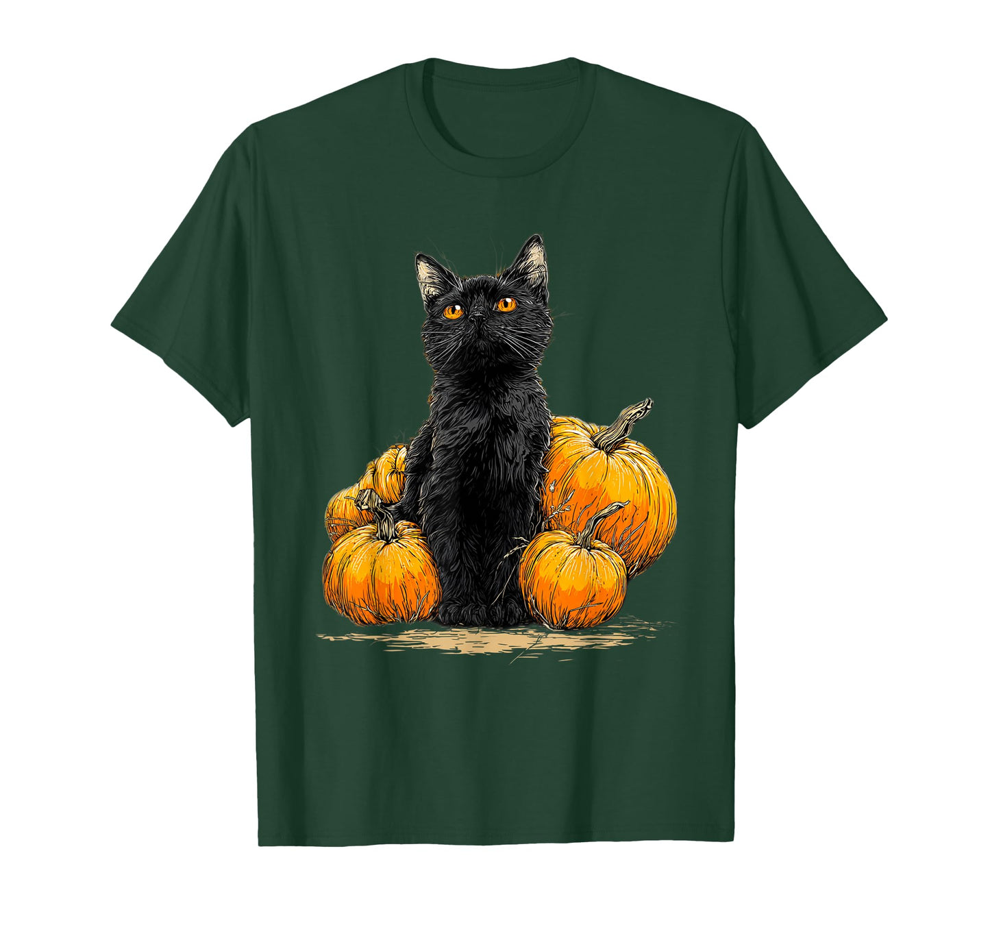 Retro Black Cat Halloween Pumpkin Costume for Women Men Kids T-Shirt
