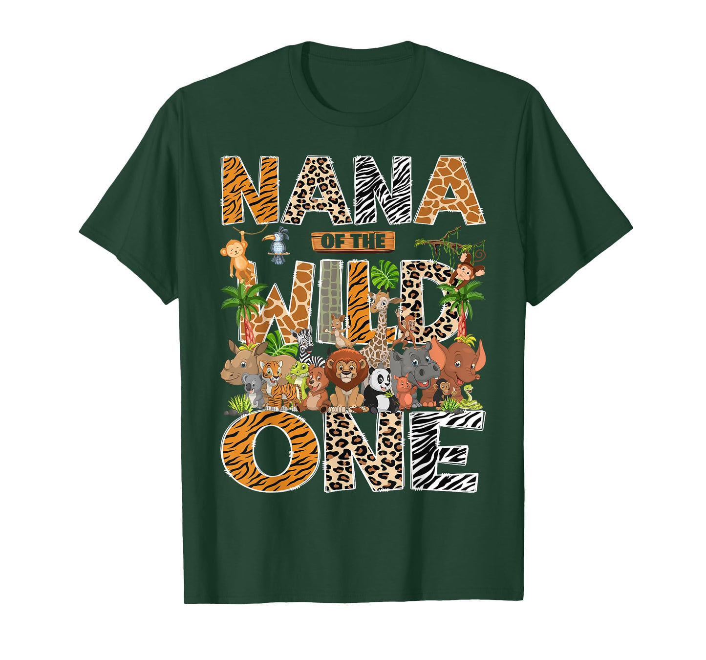Nana Of The Wild One Safari Zoo Animal 1St Birthday T-Shirt