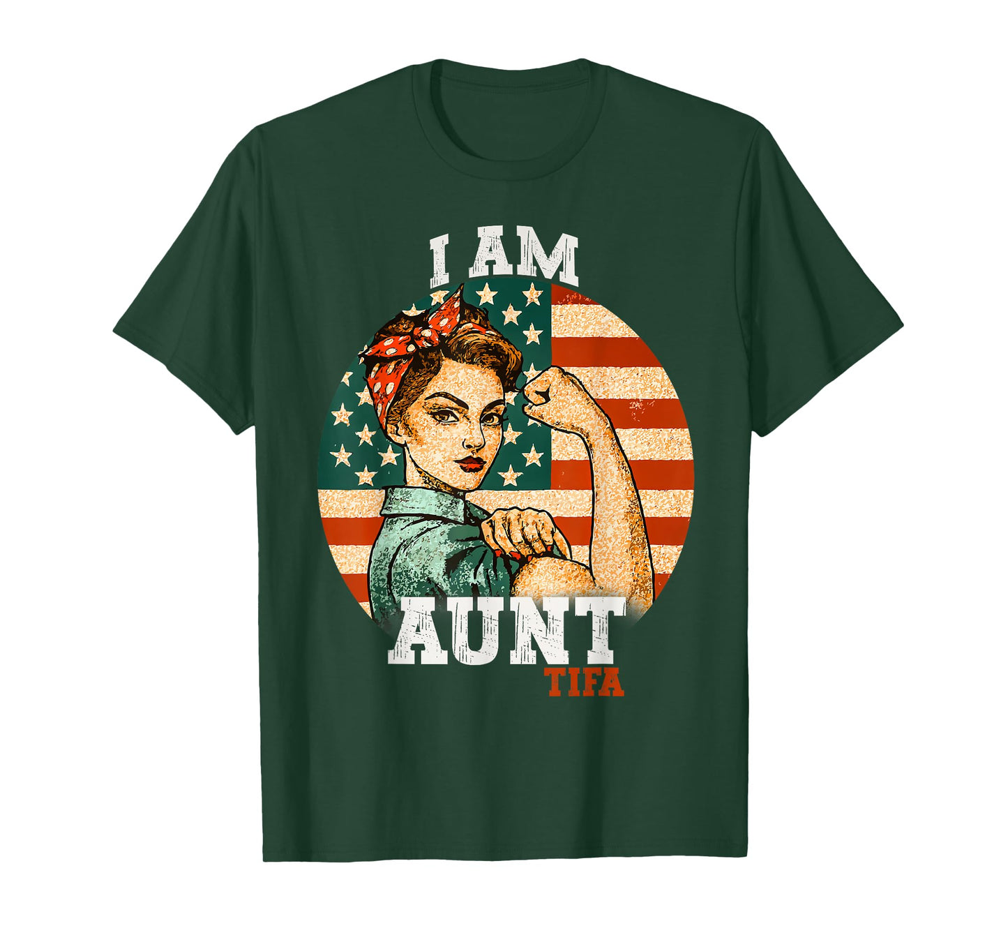 Vintage I Am Aunt Tifa Woman's Girl America Flag Design T-Shirt