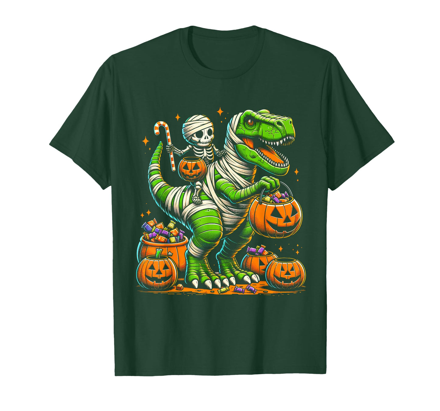 Halloween Funny T Rex Dinosaur Mummy Boys Trick Treat T-Shirt