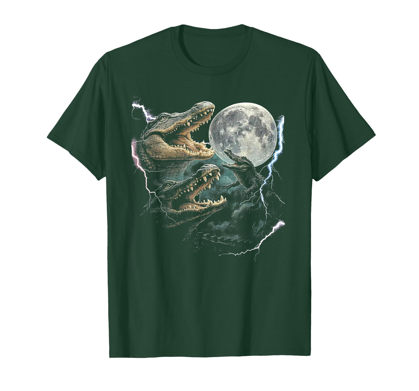 Three Weirdcore Crocodile At Moon Funny 90s Alligator T-Shirt