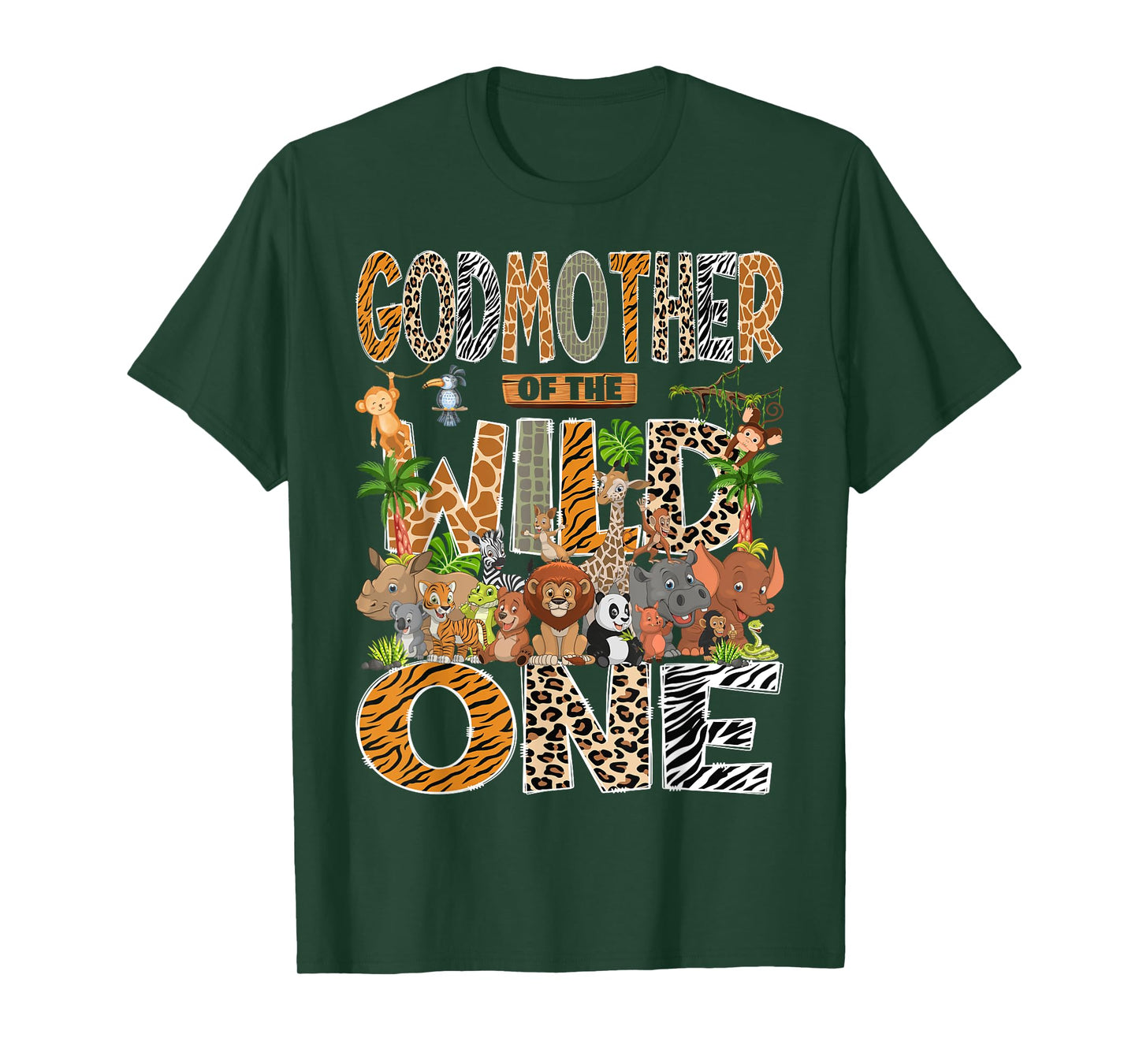 GodMother Of The Wild One Safari Zoo Animal 1St Birthday T-Shirt