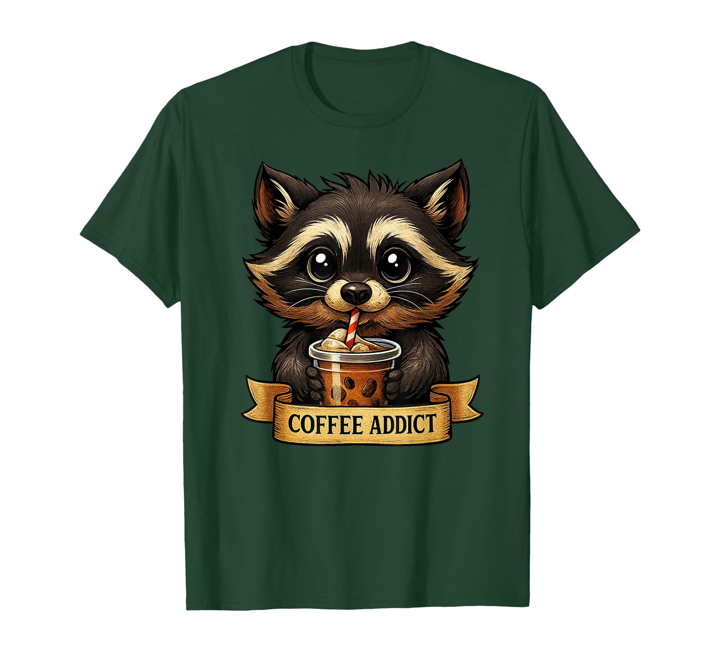 Cute Raccoon Drink Coffee Funny Gifts for Men Women Teen Kid T-Shirt
