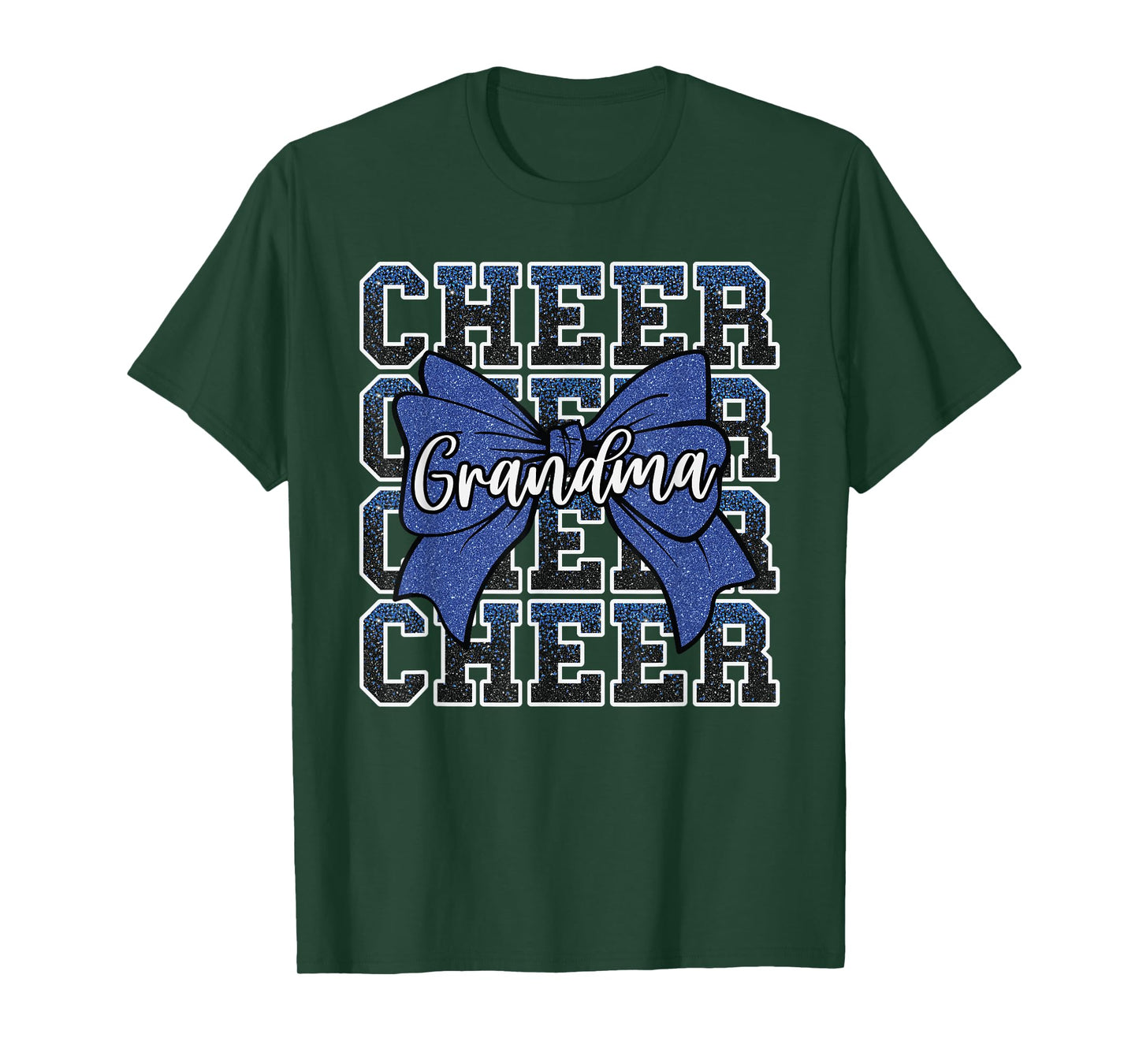 Cheer Grandma Bow Sport Cheerleader Cheerleading Blue T-Shirt