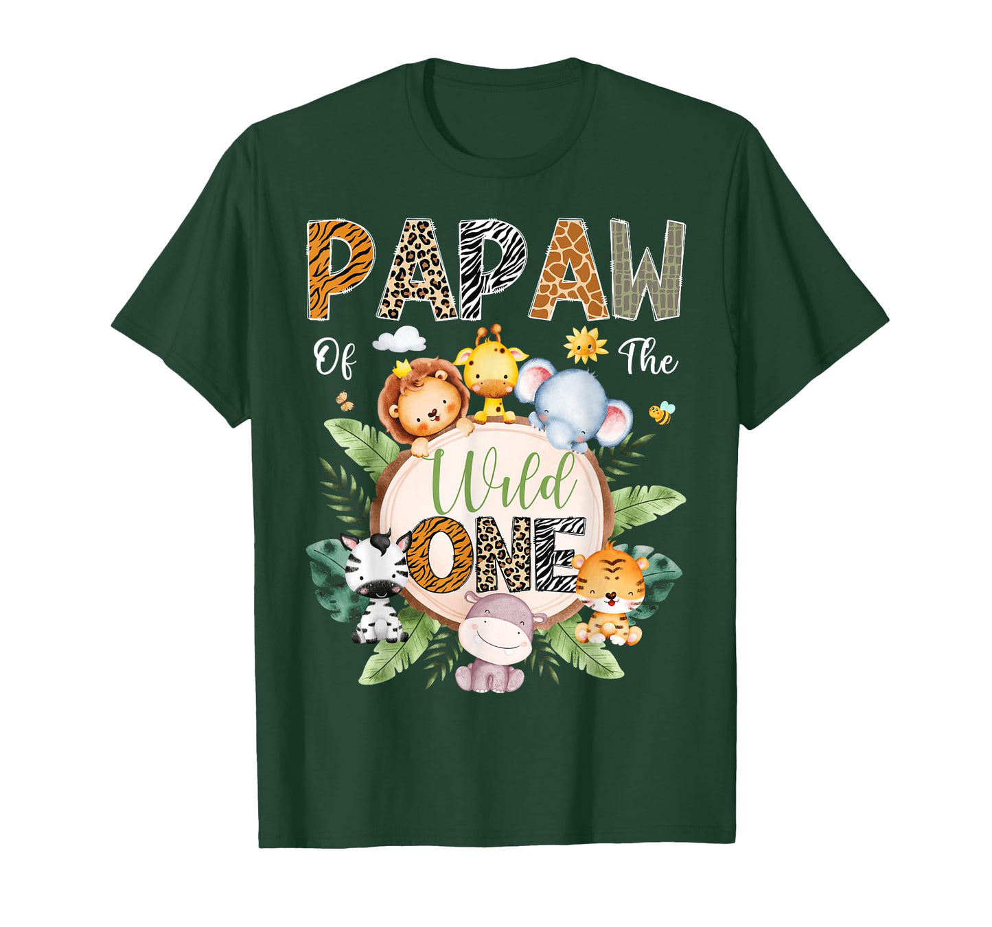 Papaw Of The Wild One 1St Birthday Safari Jungle Animal T-Shirt