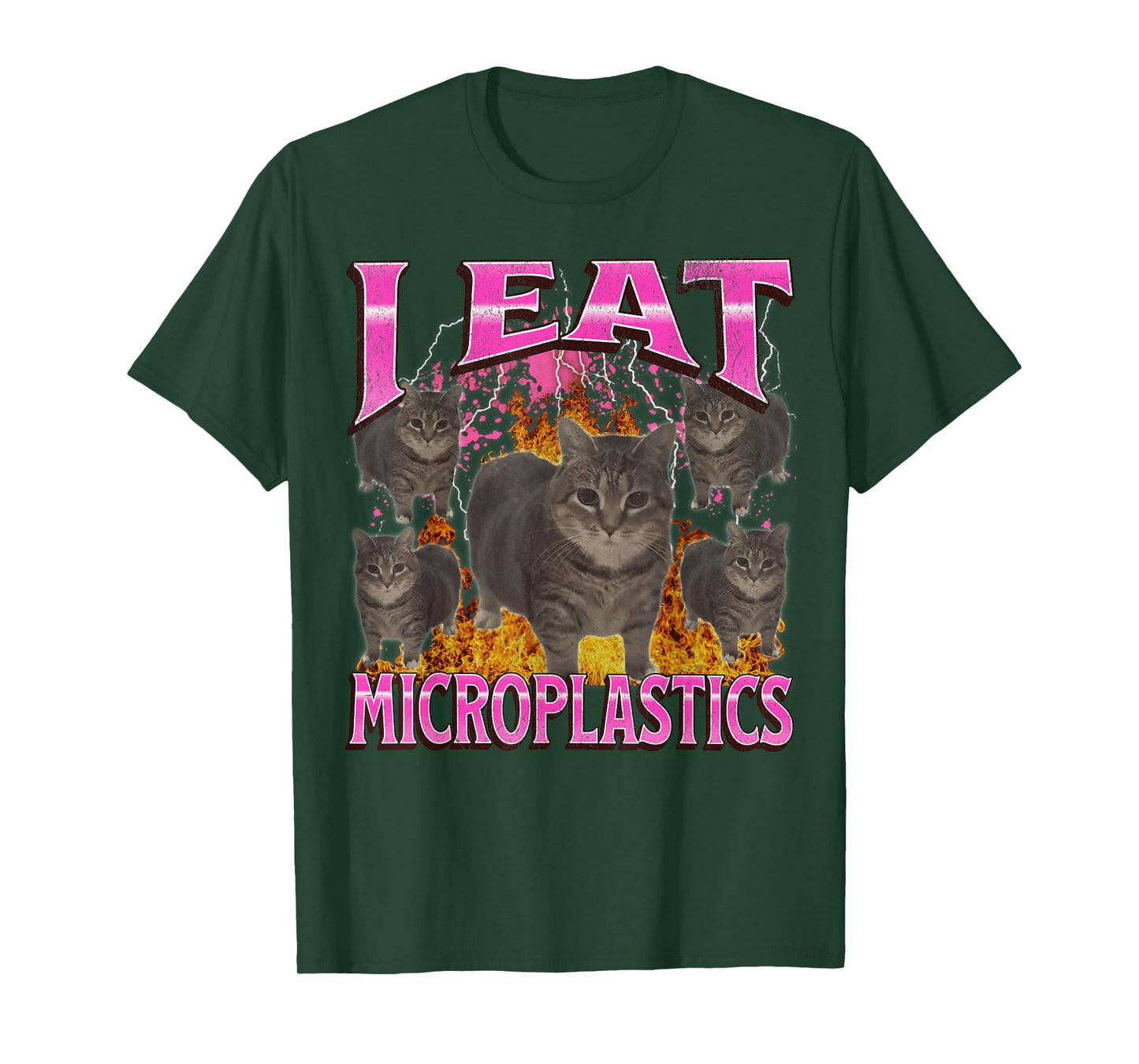 I Eat Microplastics Funny Cat Meme Bootleg Graphic Men Women T-Shirt