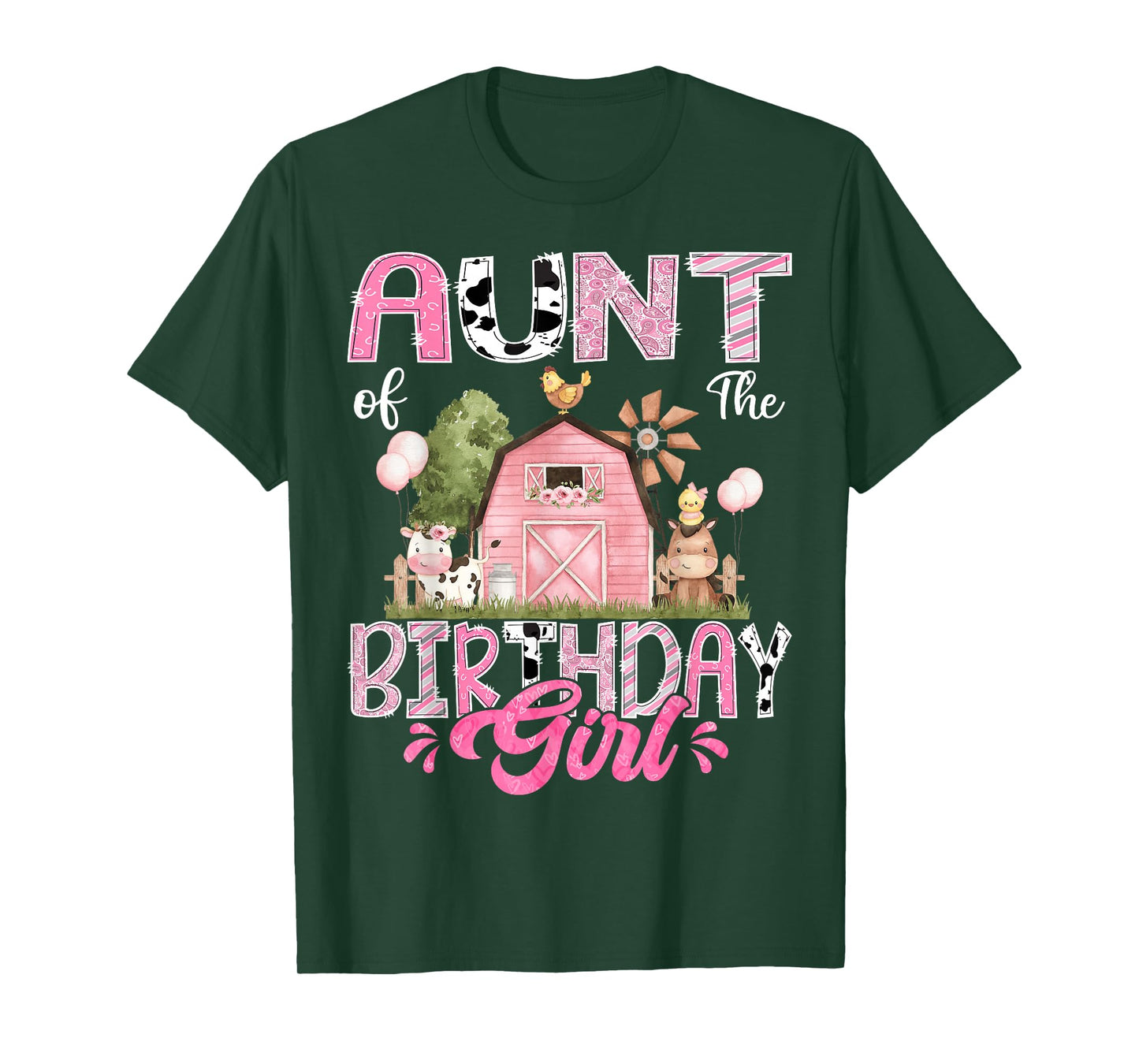 Aunt Of The Birthday Girl 1St Birthday Pink Cow Farm T-Shirt