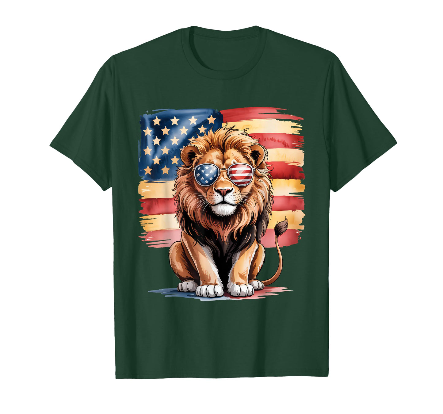 American Flag Lion USA 4th Of July Patriotic Men Women T-Shirt