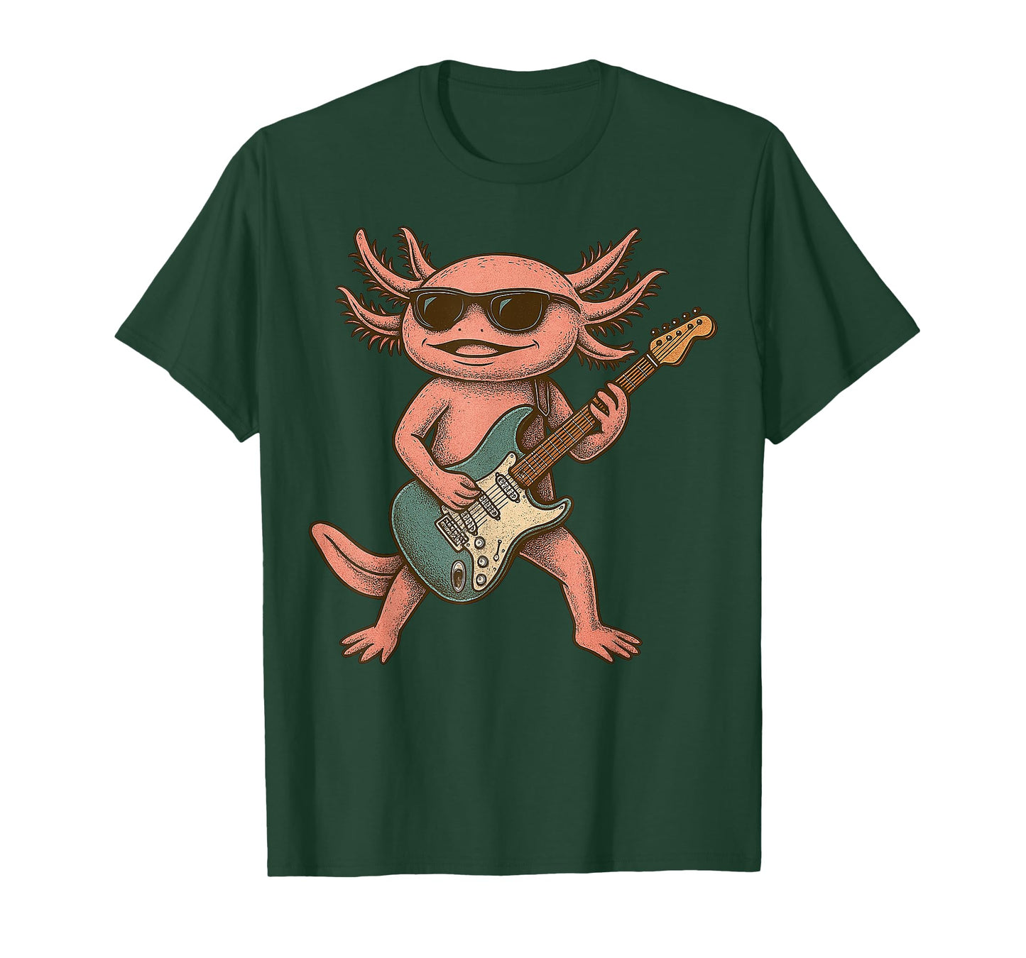 Axolotl Playing Guitar Rock and Roll Gift Men Women Boy Girl T-Shirt