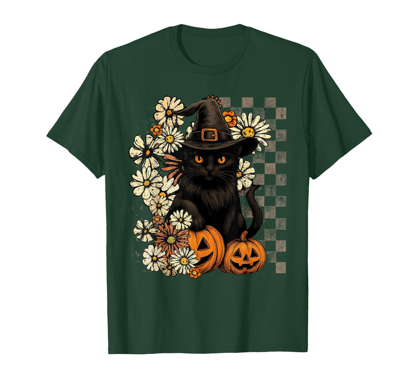 Retro Black Cat Pumpkin Halloween Costume Fall Autumn Season T-Shirt
