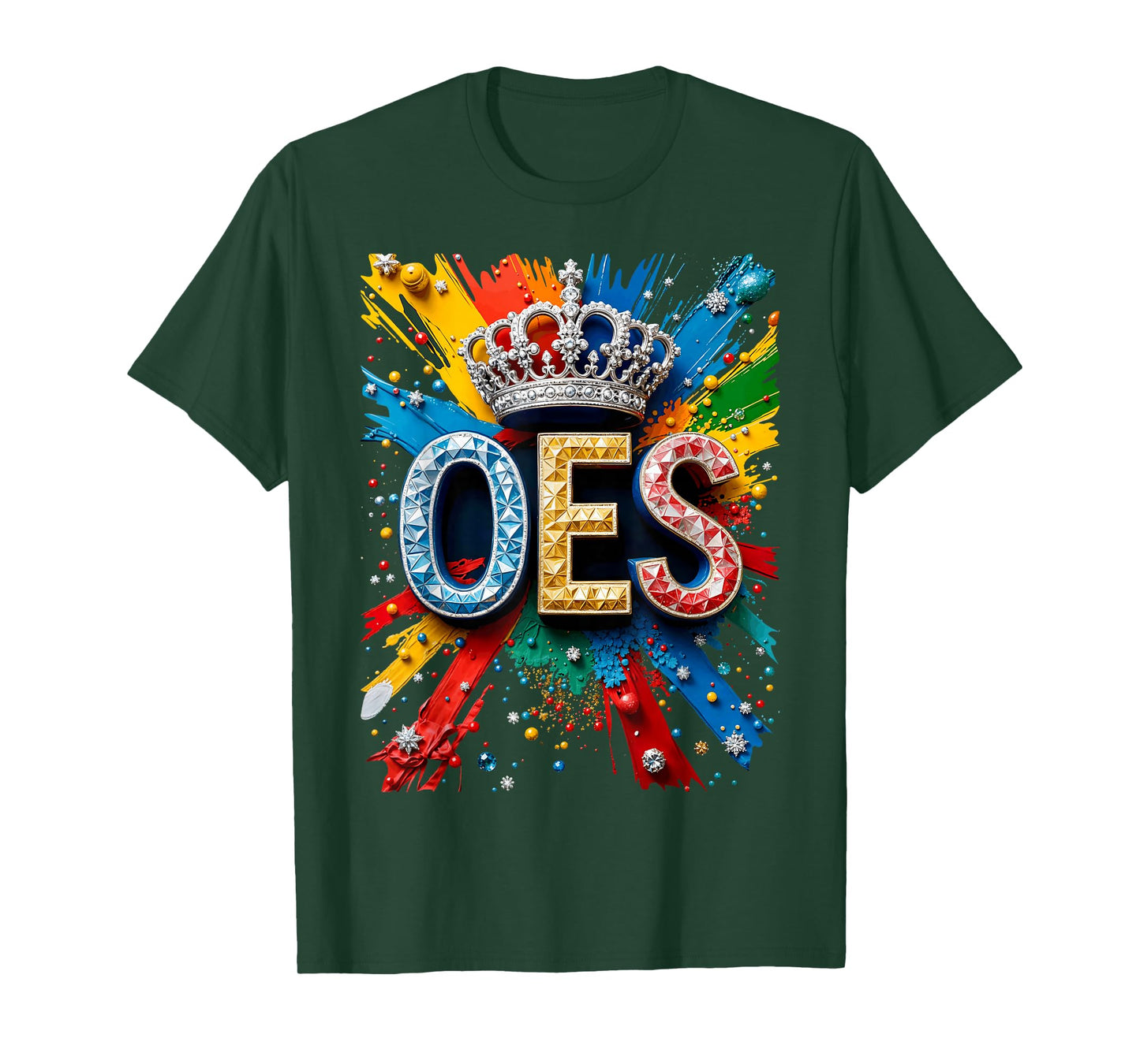 OES Crown Queen Diamond Watercolor Drip Paint Colorful T-Shirt