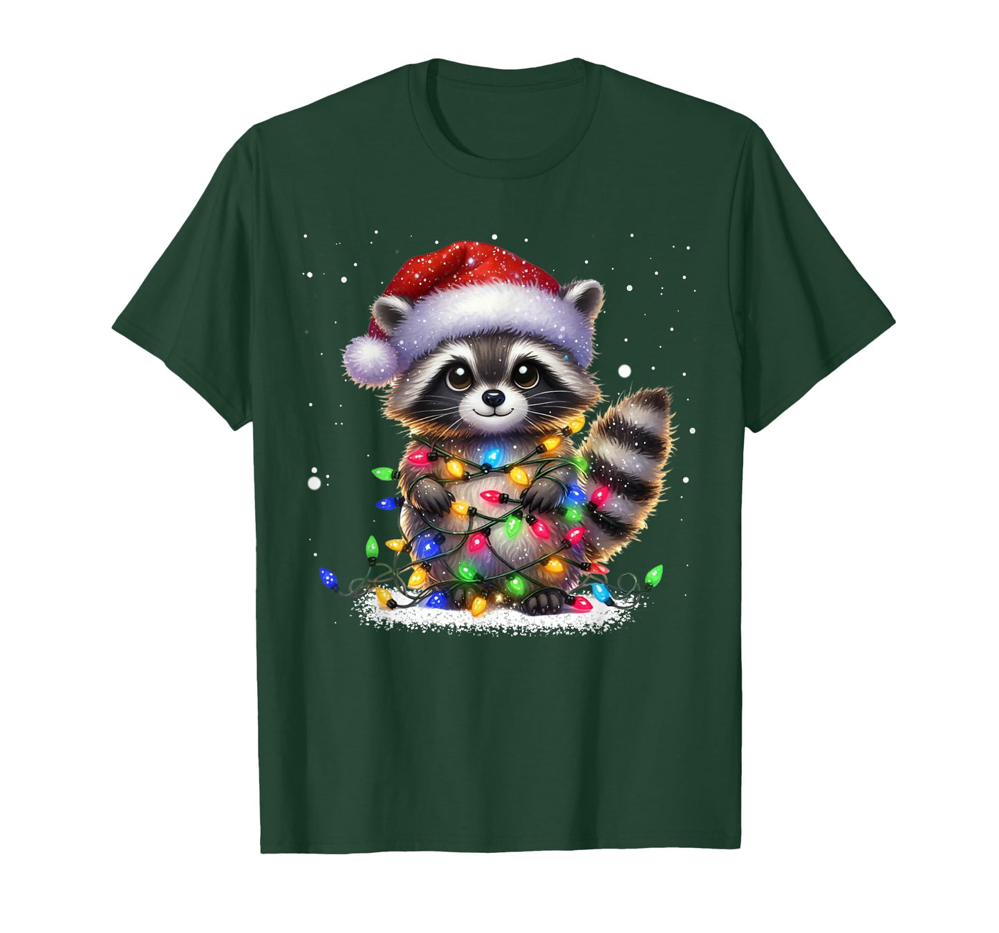 Christmas Racoon Funny Christmas Lights Raccoon Holiday T-Shirt