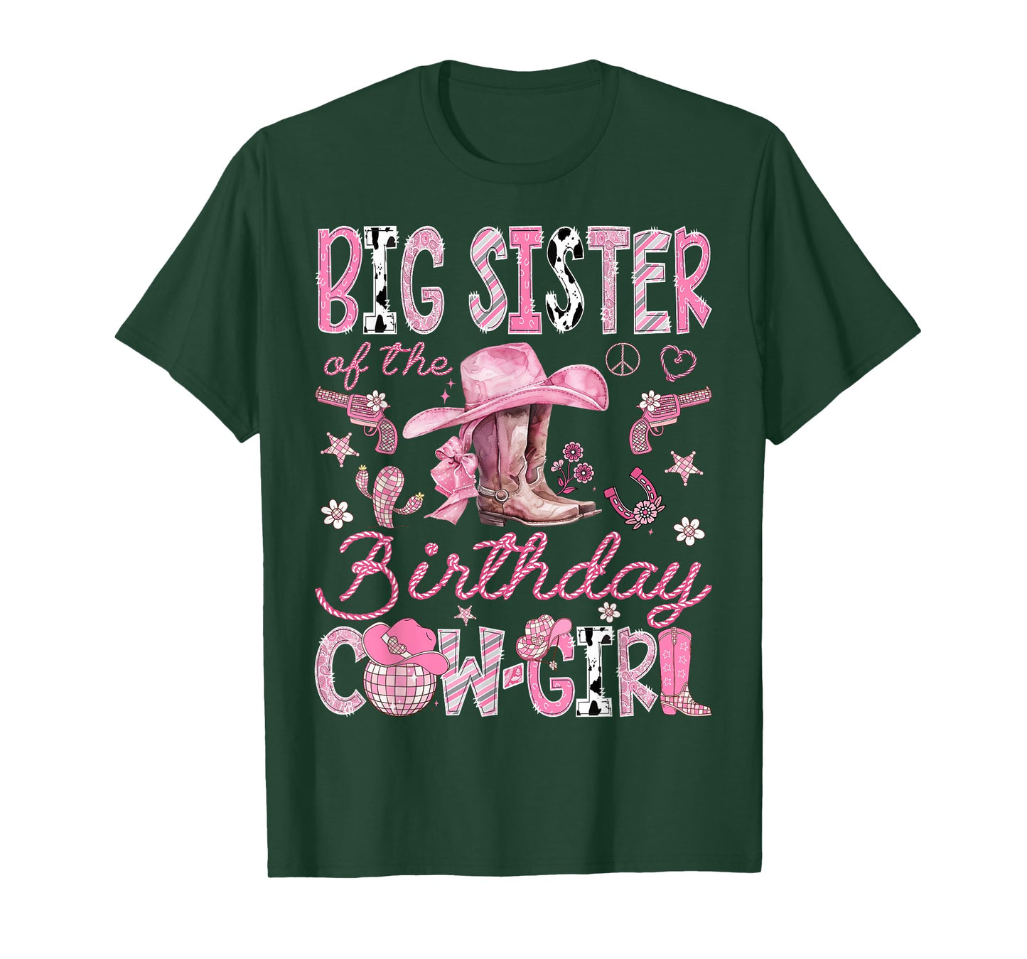 Big Sister Of The Birthday CowGirl Coquette Rodeo Big Sister T-Shirt