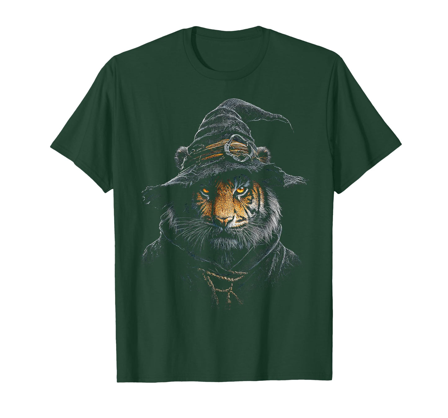 Halloween Witch Tiger Face Animal Print Motif Halloween T-Shirt
