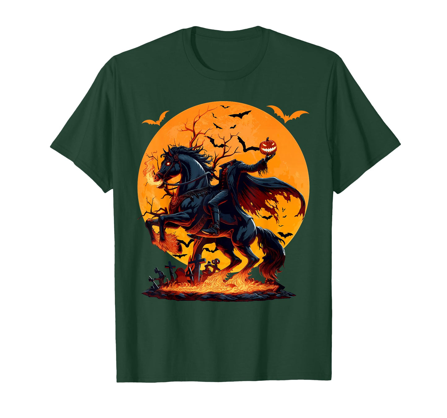 Headless Horse Rider & Pumpkin Happy Halloween Costume Day T-Shirt