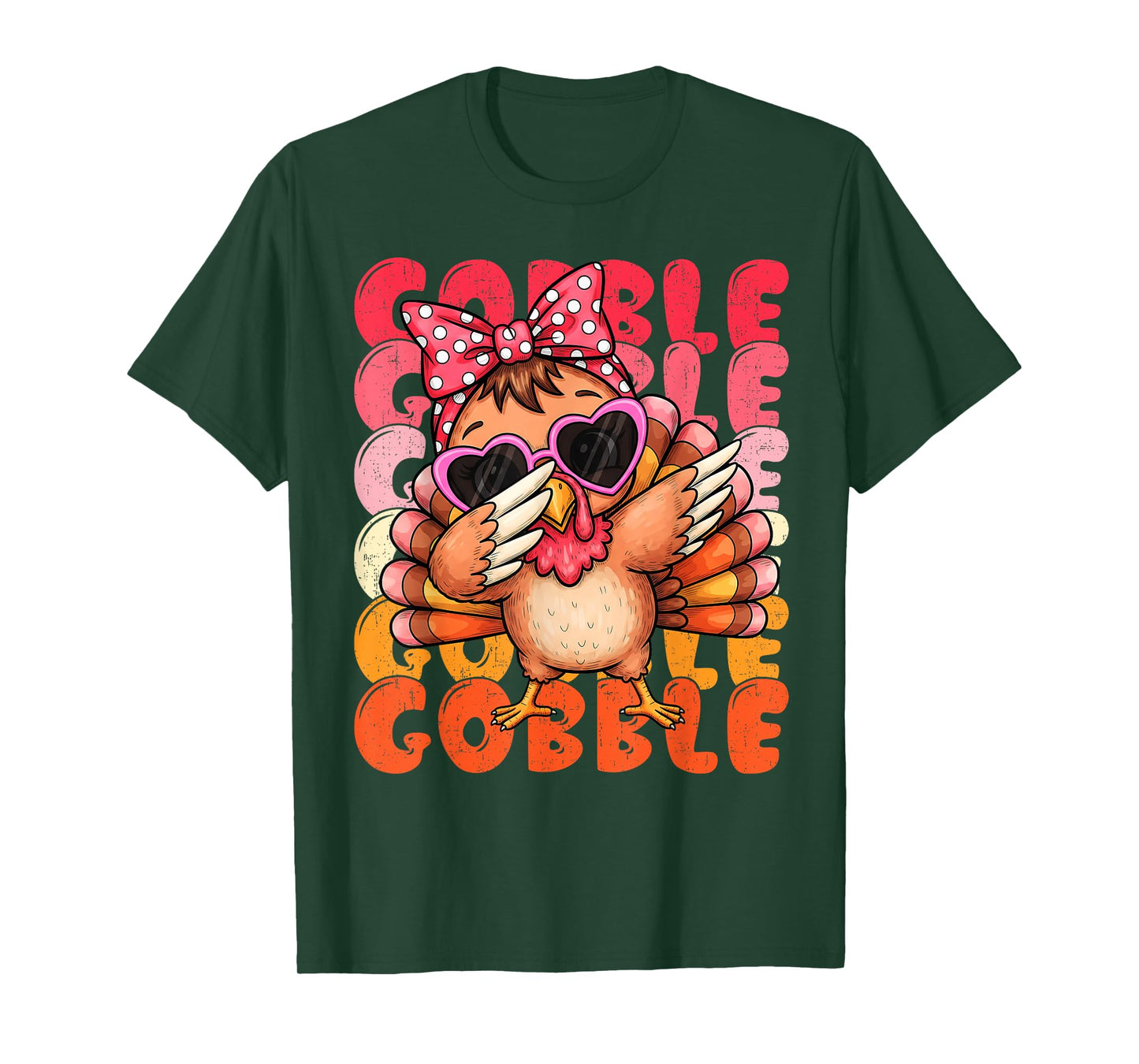 Cute Girls Thanksgiving Shirt Turkey Dabbing Women Kids T-Shirt