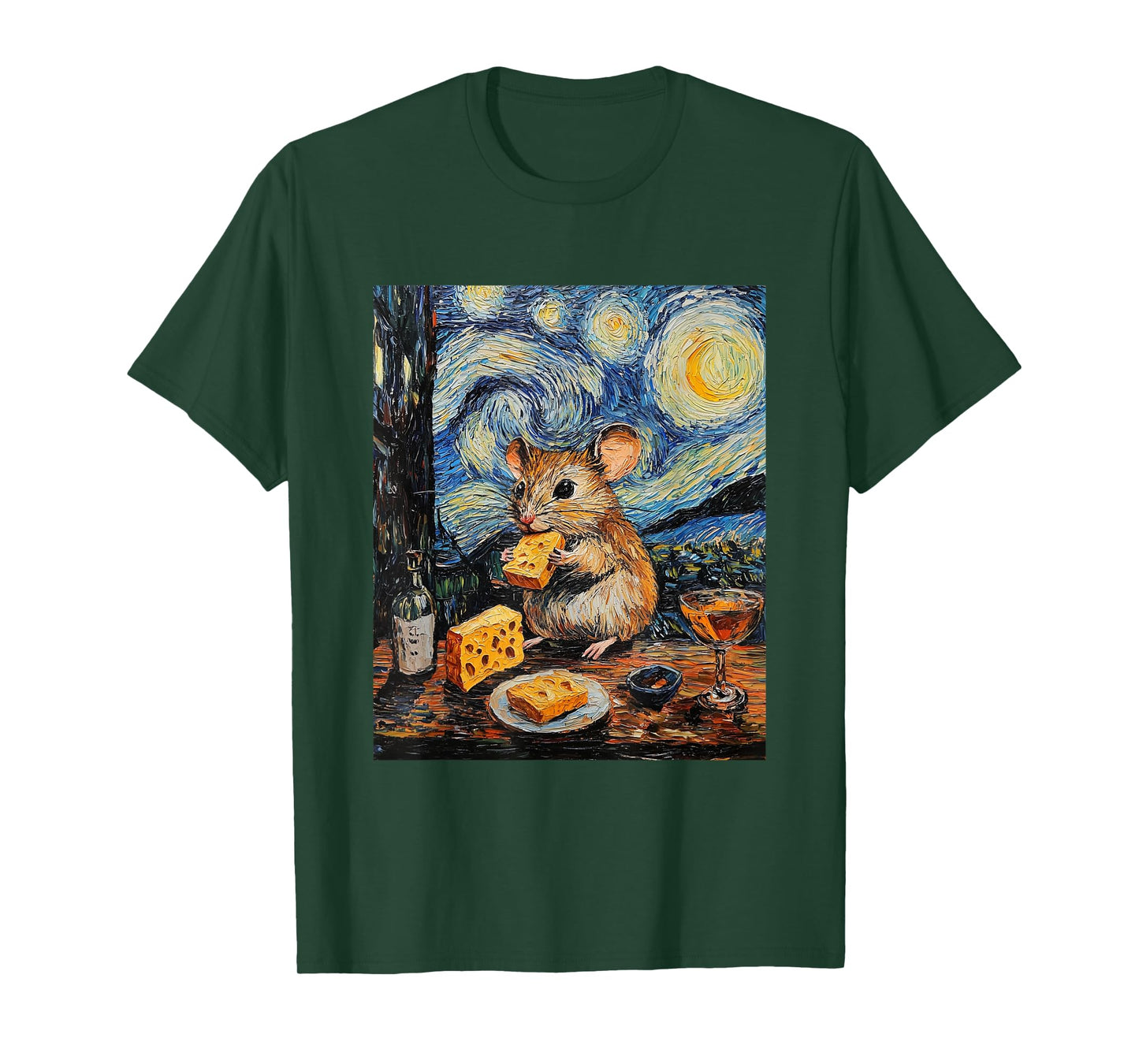 Cute Mouse Rat - Van Gogh Style - Starry Night Graphic T-Shirt