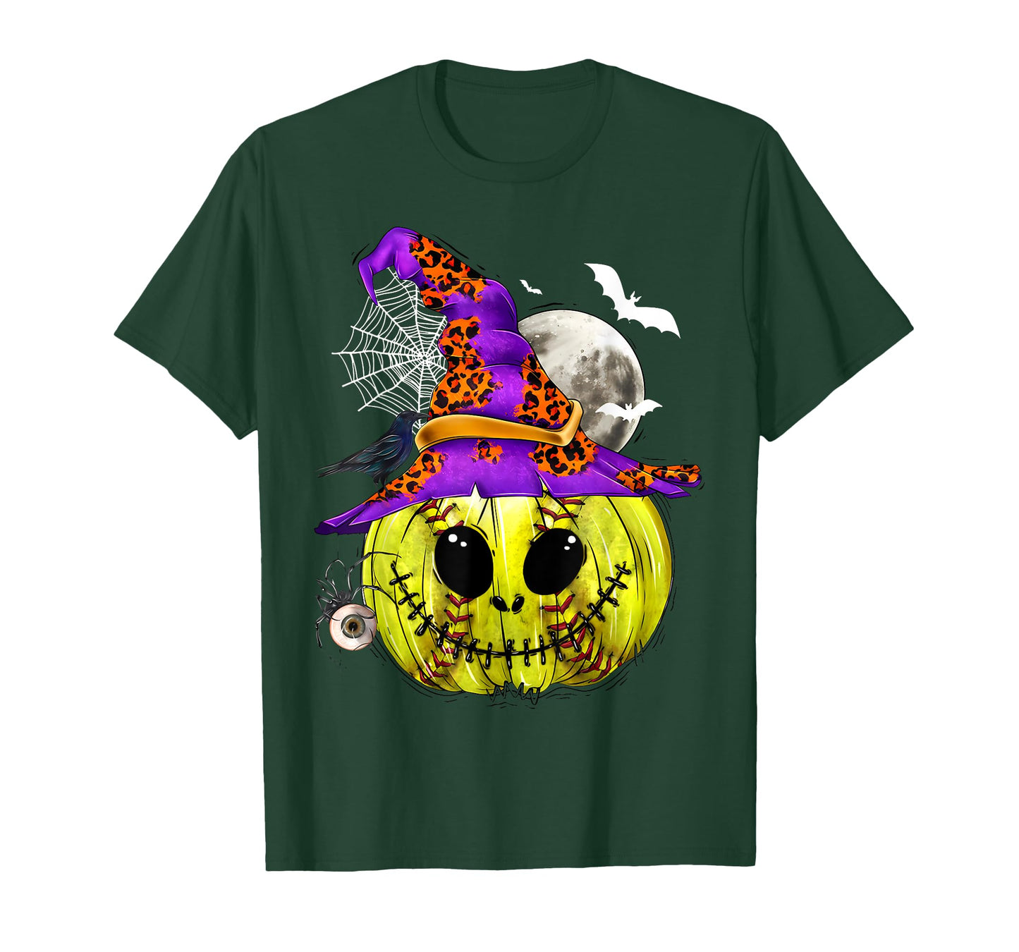 Softball Pumpkin Witches Softball Player Halloween Costume T-Shirt