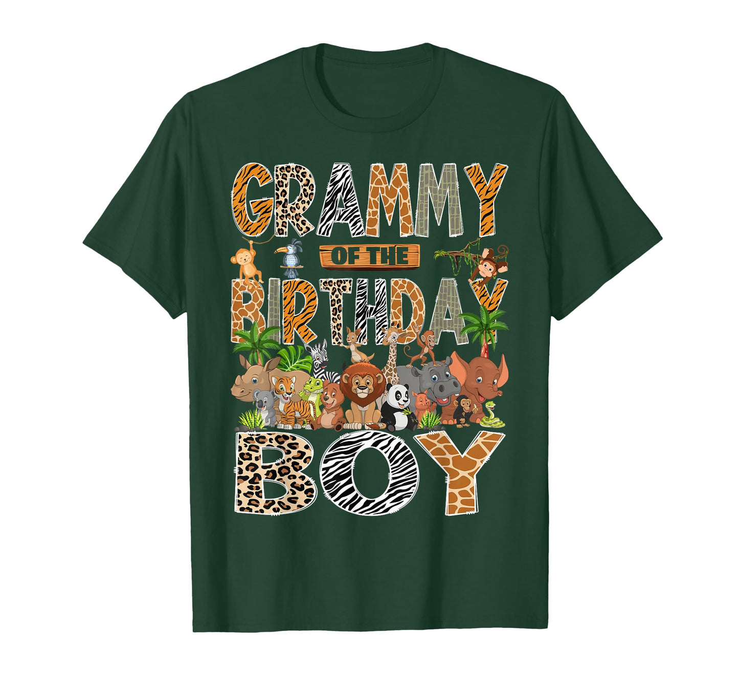 Grammy of The Birthday Boy Safari Zoo Jungle Animals Lover T-Shirt