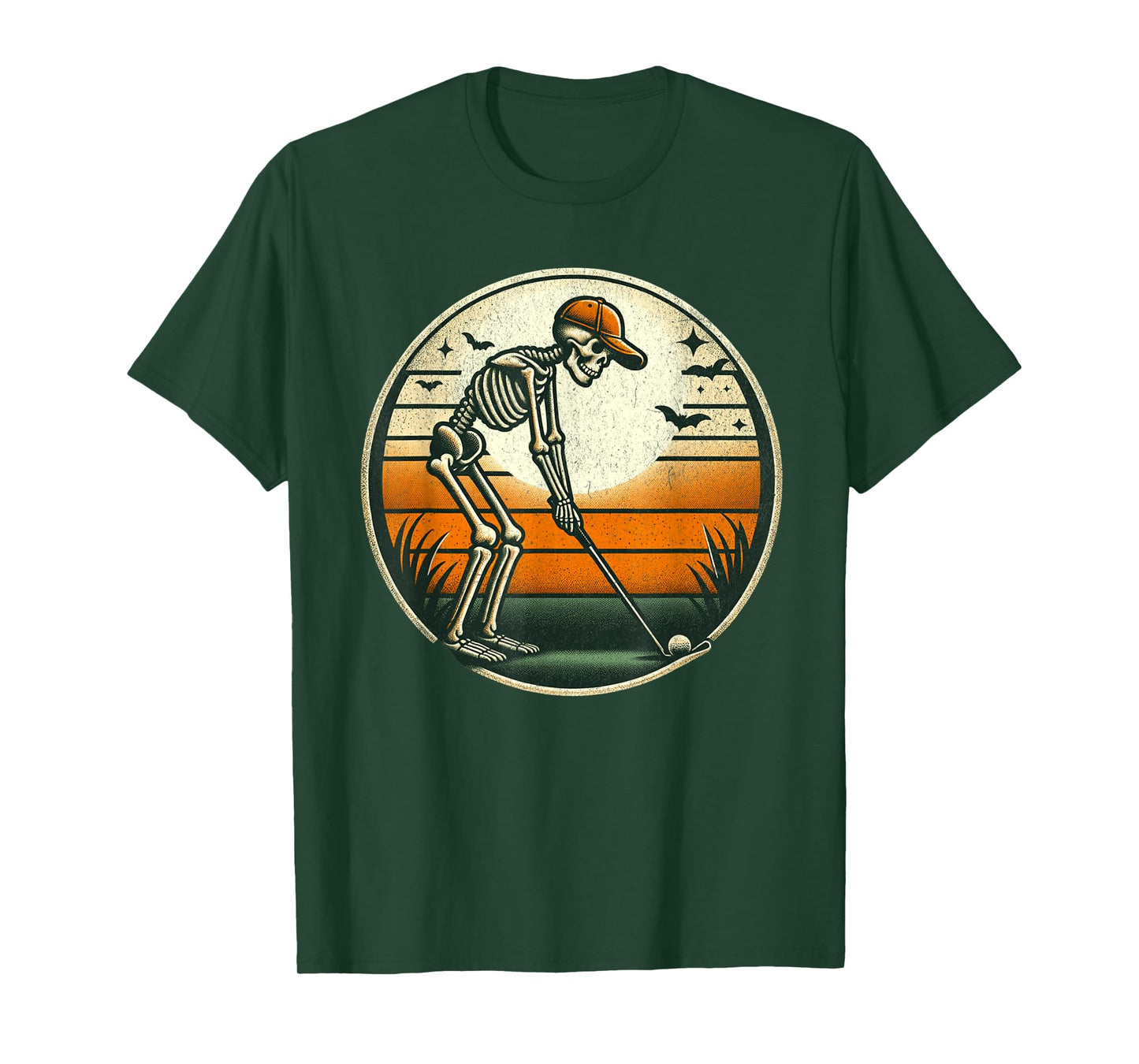Skeleton Golf Halloween Golfer Golf Player Funny Men Dad T-Shirt