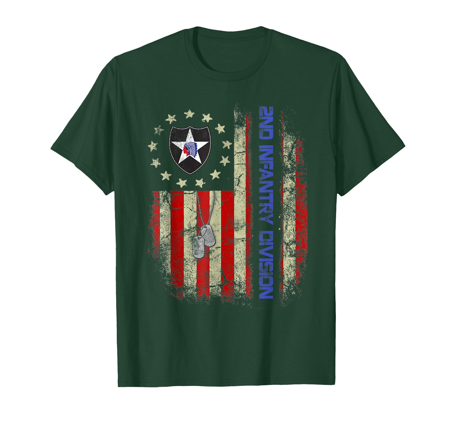 Vintage Flag 2nd Infantry Division Veteran Independence Day T-Shirt