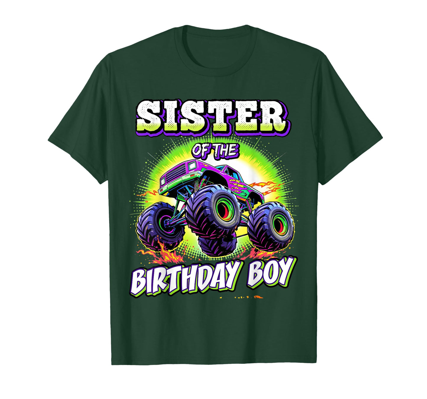 Sister of the Birthday Boy Monster Truck Birthday Party T-Shirt