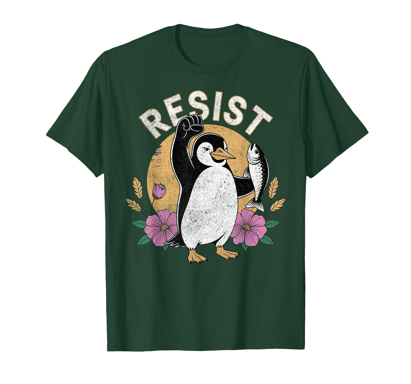 Floral Penguin Protest Activism Resist T-Shirt