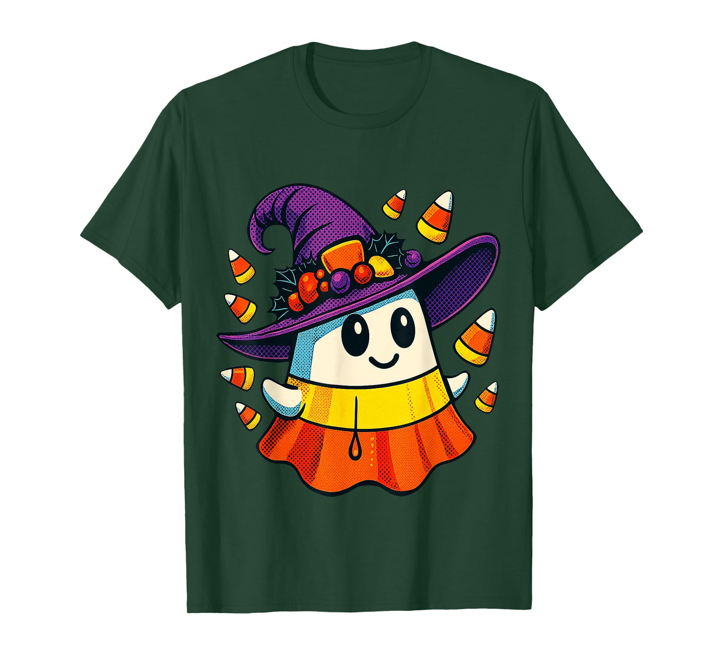 Halloween Ghost Candy Corn Witch Hat Trick Or Treat Kid Boy T-Shirt