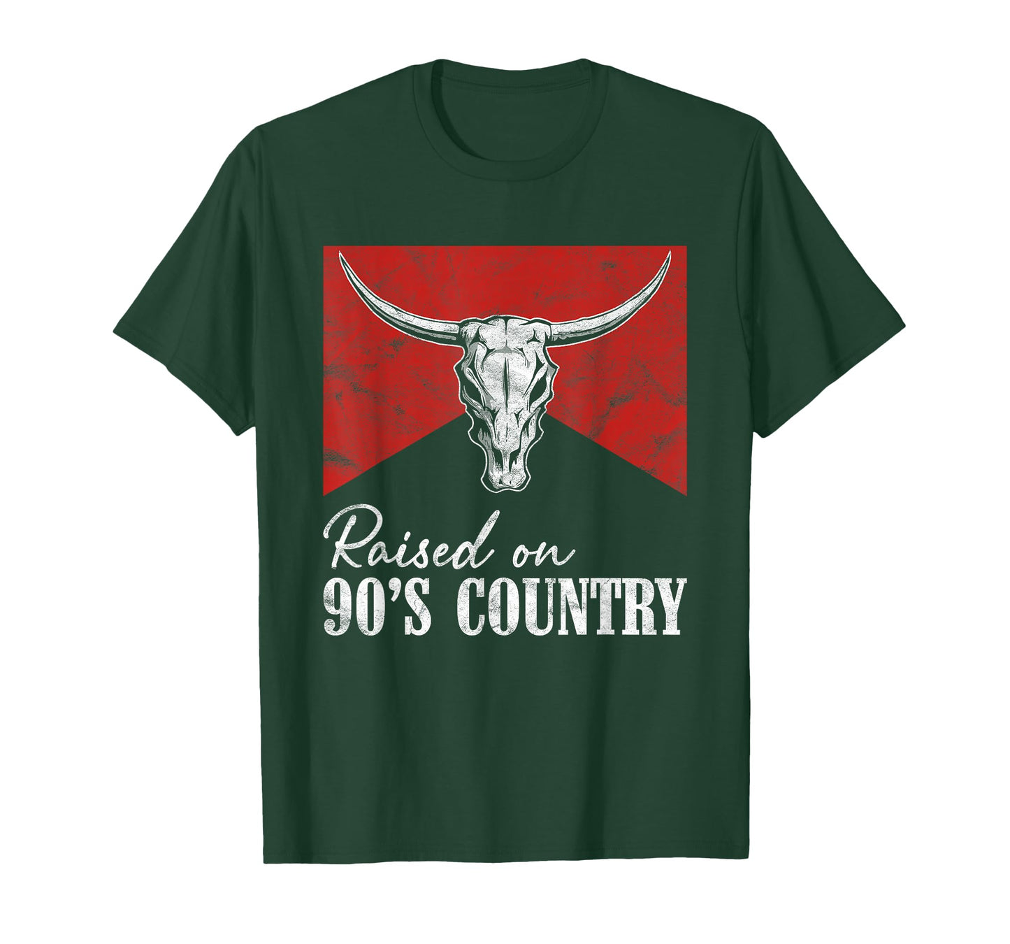Raised On 90's Country Music Vintage Western Bull Skull T-Shirt