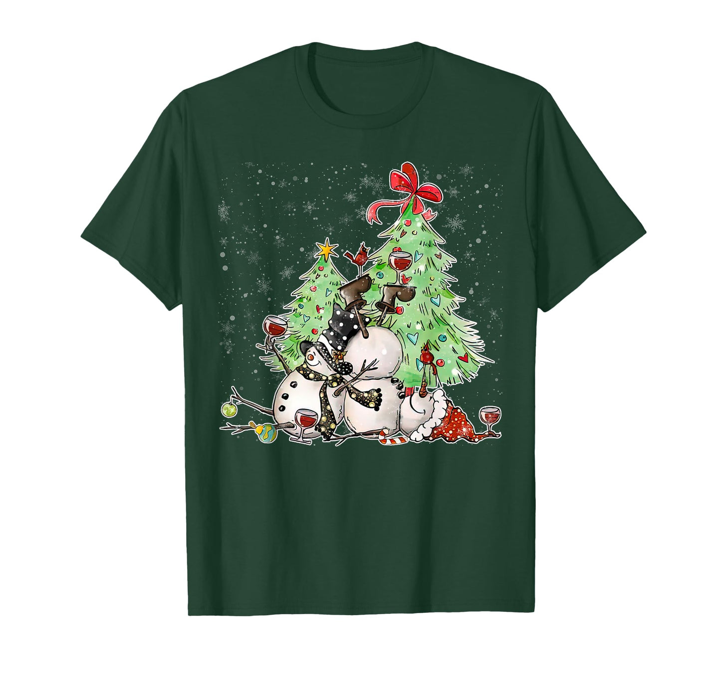 Tipsy Snowman Holiday Season Drinking Wine Snowmen Xmas Men T-Shirt